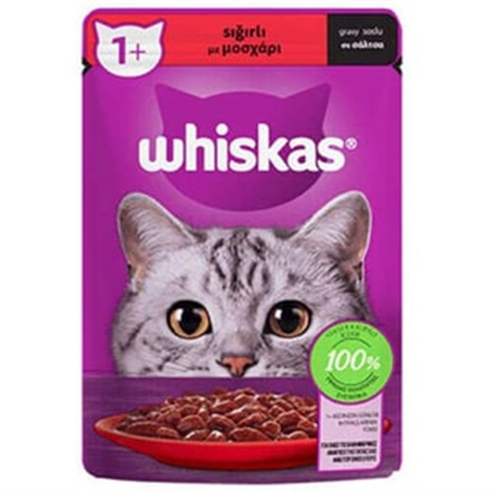 Whiskas Pouch in Gravy Sığır Etli Kedi Maması 85 Gr