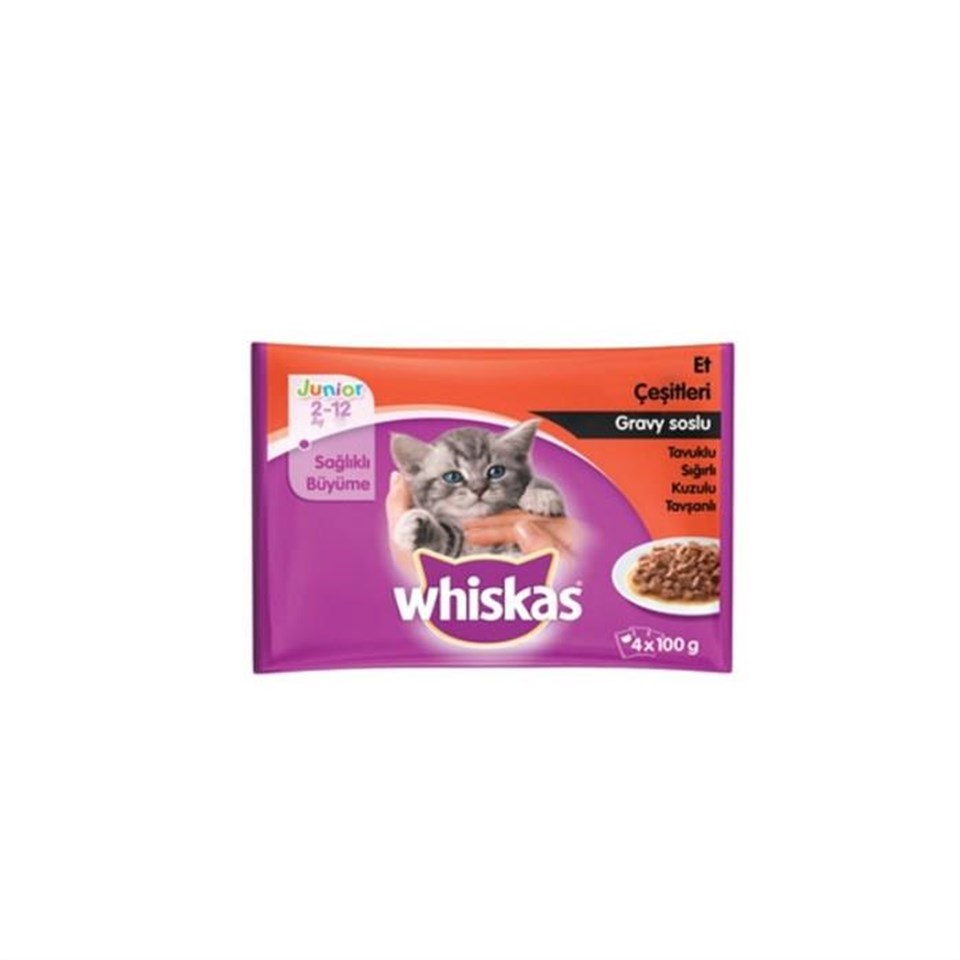 Whiskas Pouch Yavru Etli Seçenekler 100gr 4 AL 3 Öde