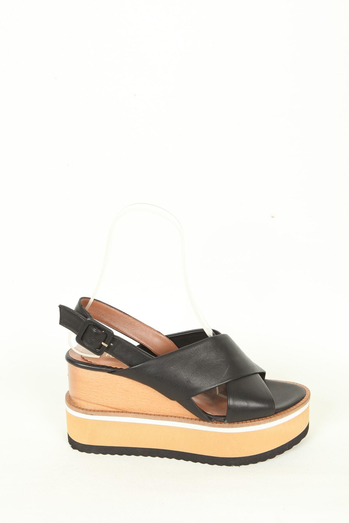 Kadın Hakiki Deri Siyah Sandalet