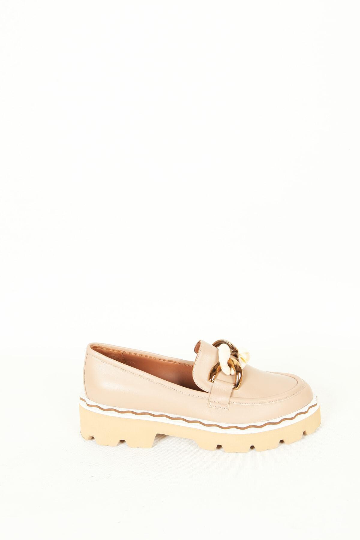 Kadın Deri Loafer Vizon