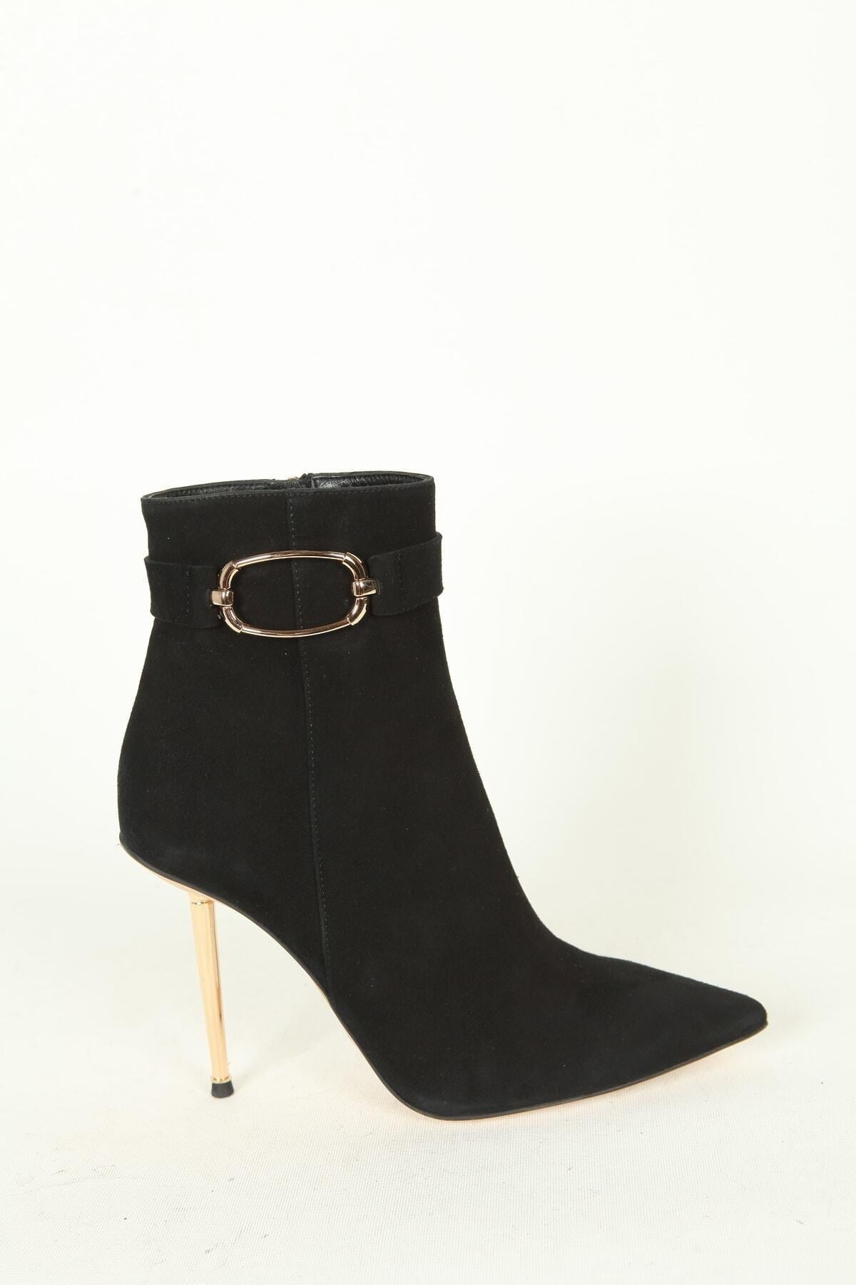 Kadın Deri Bot Siyah Süet