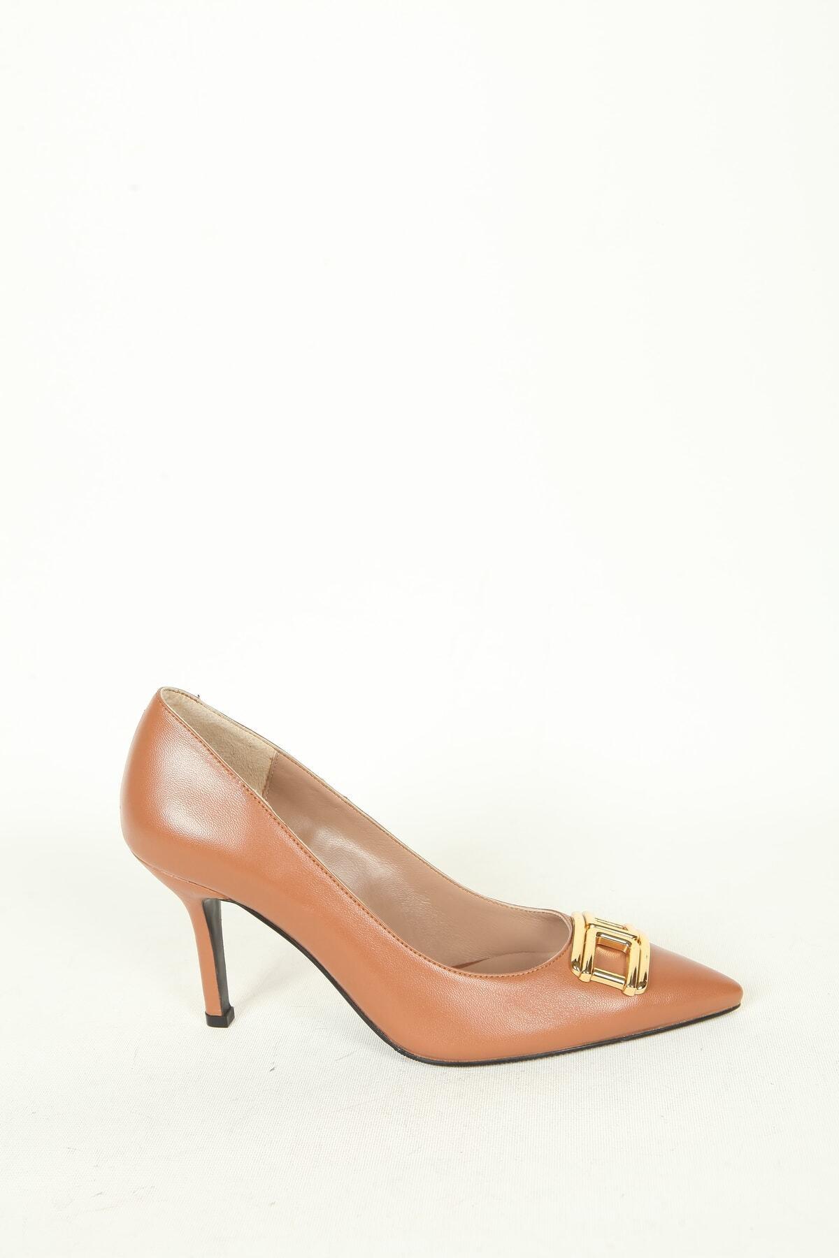 Kadın Deri Stiletto Taba