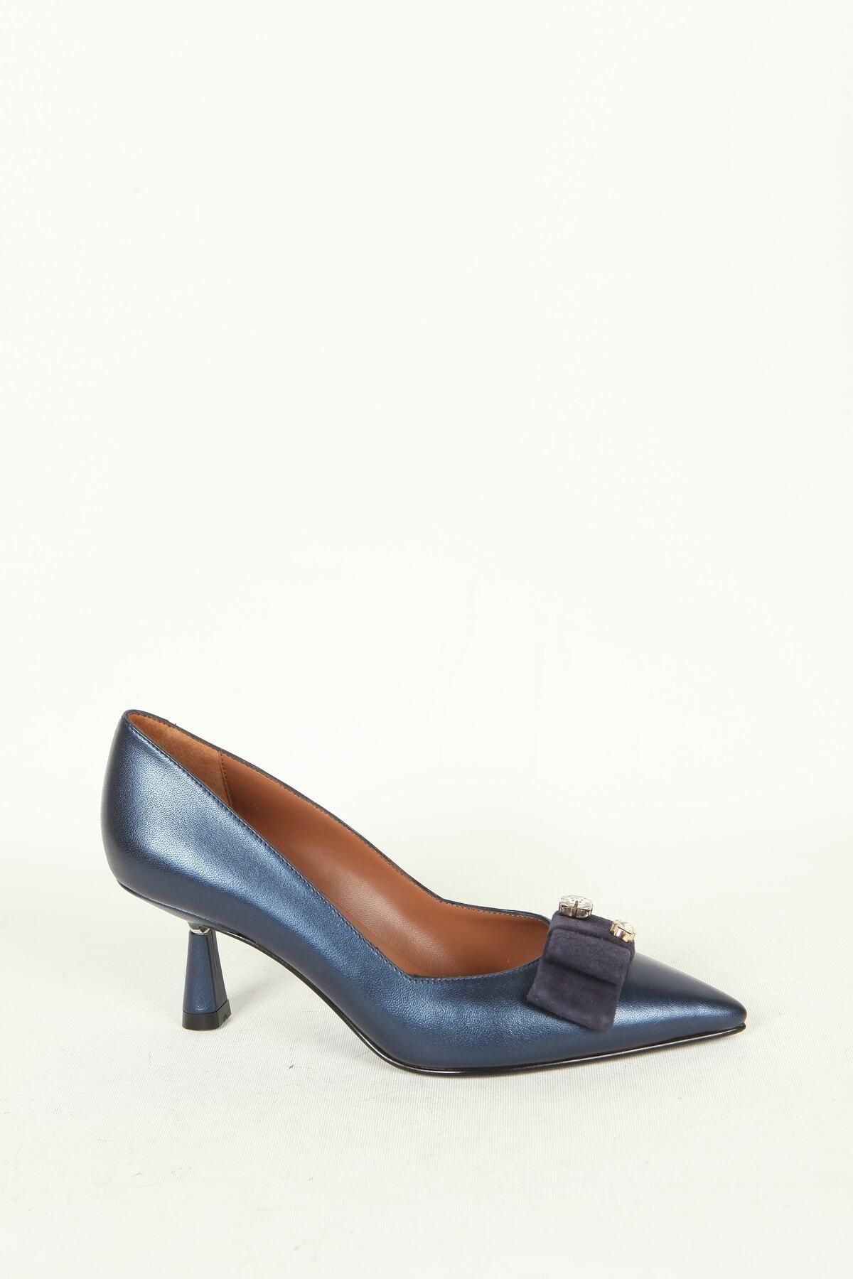 Kadın Deri Ayakkabı Topuklu Lacivert