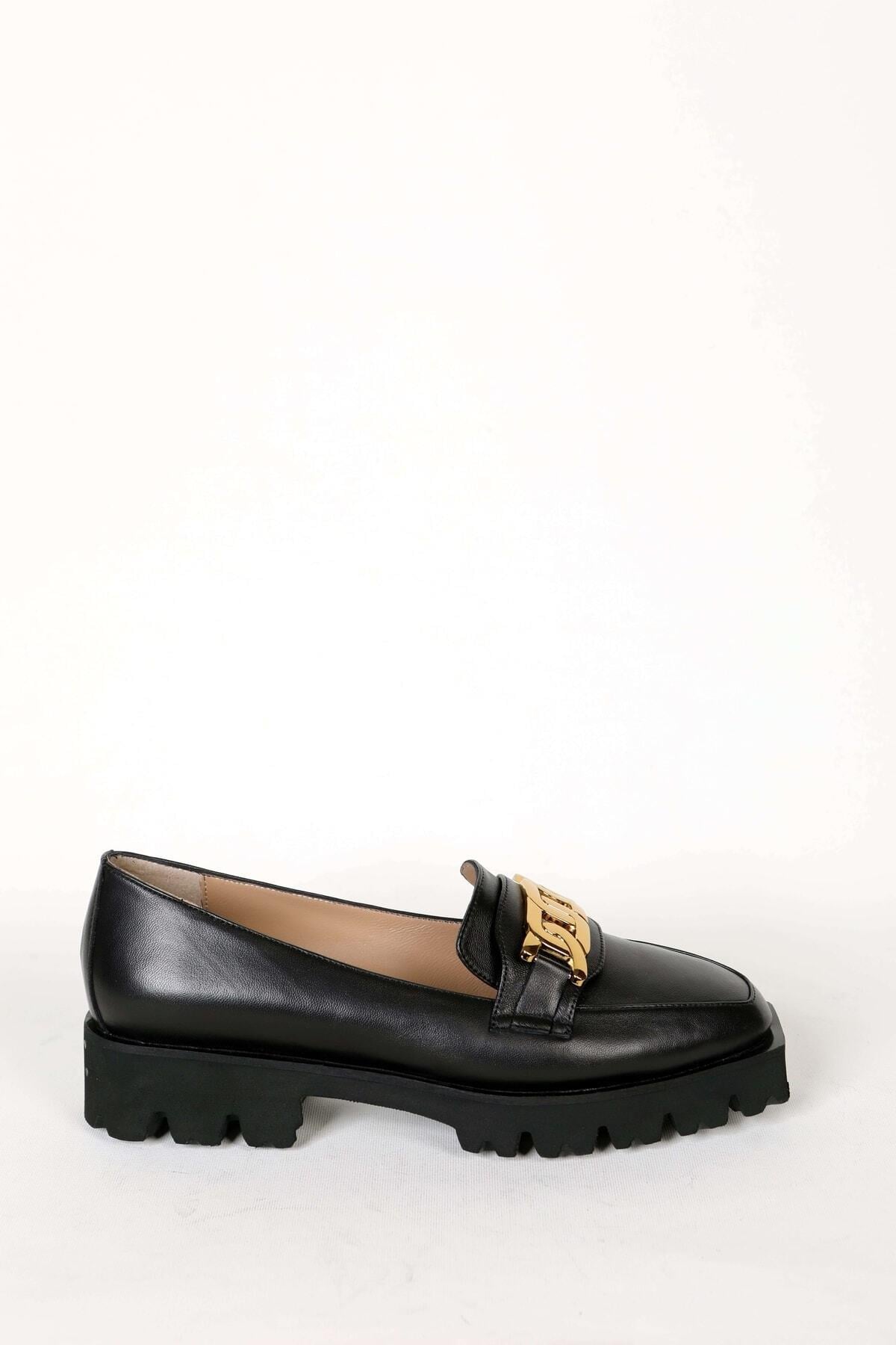 Kadın Deri Loafer Siyah