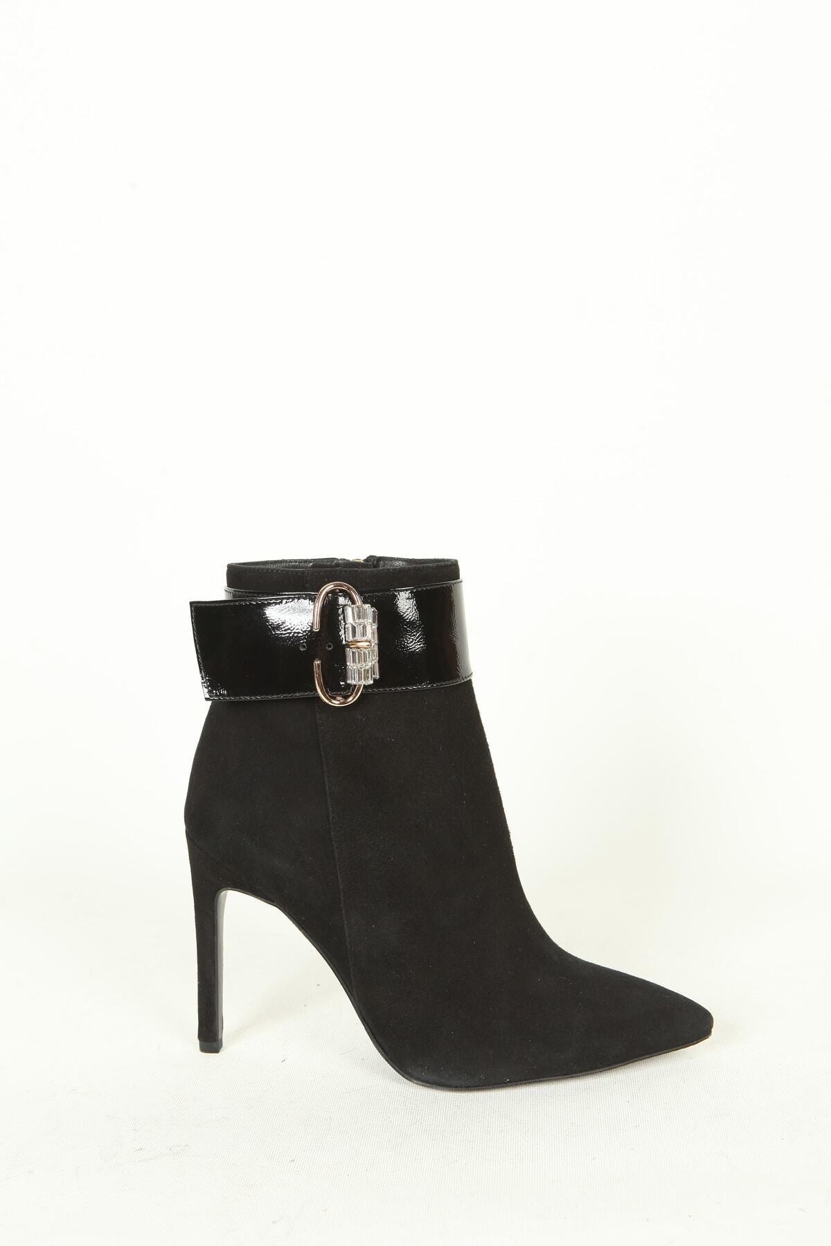 Kadın Deri Bot Siyah Süet