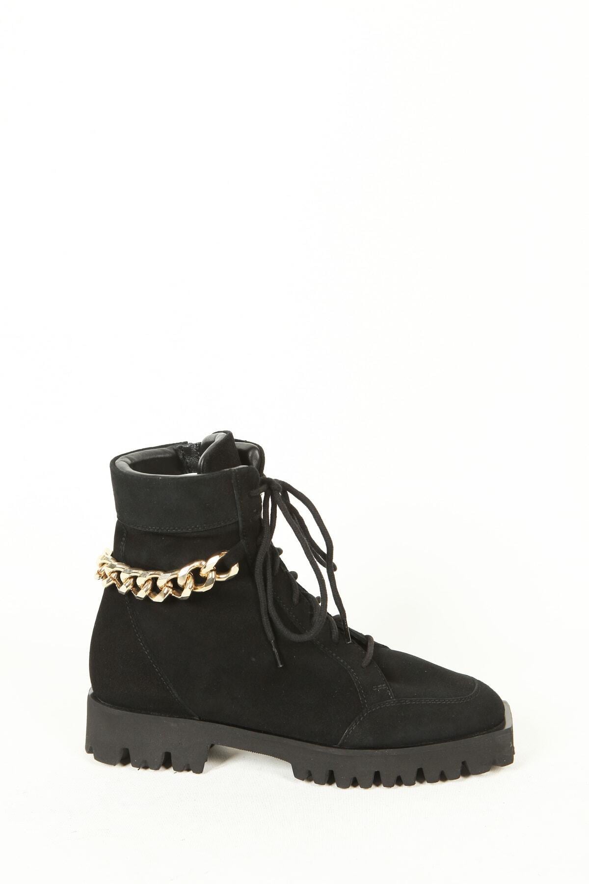 Kadın Deri Bot Siyah Süet