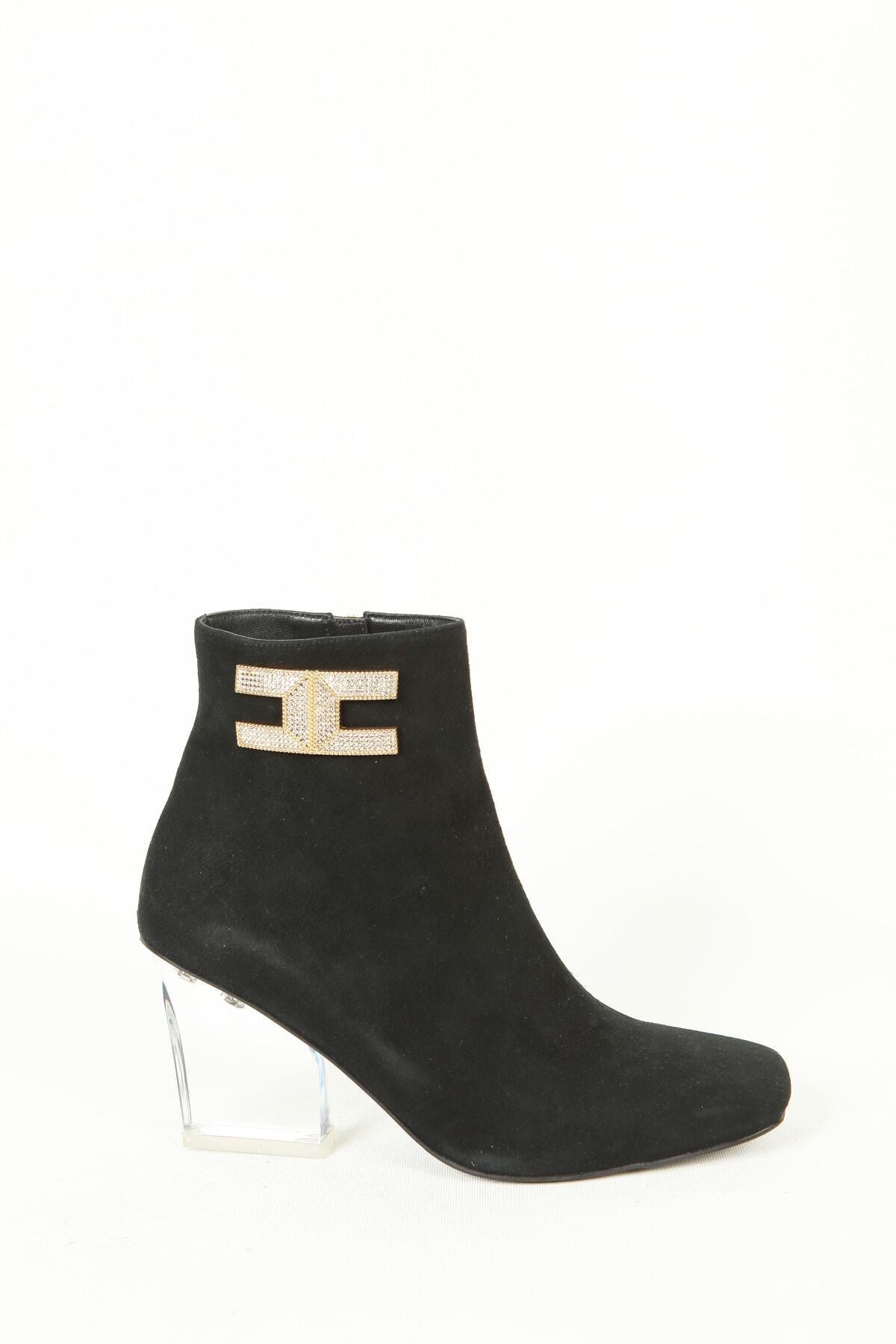 Kadın Deri Bot Siyah Süet