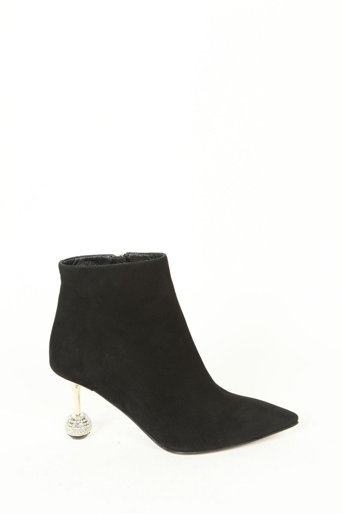 Kadın Deri Bot Siyah Süet