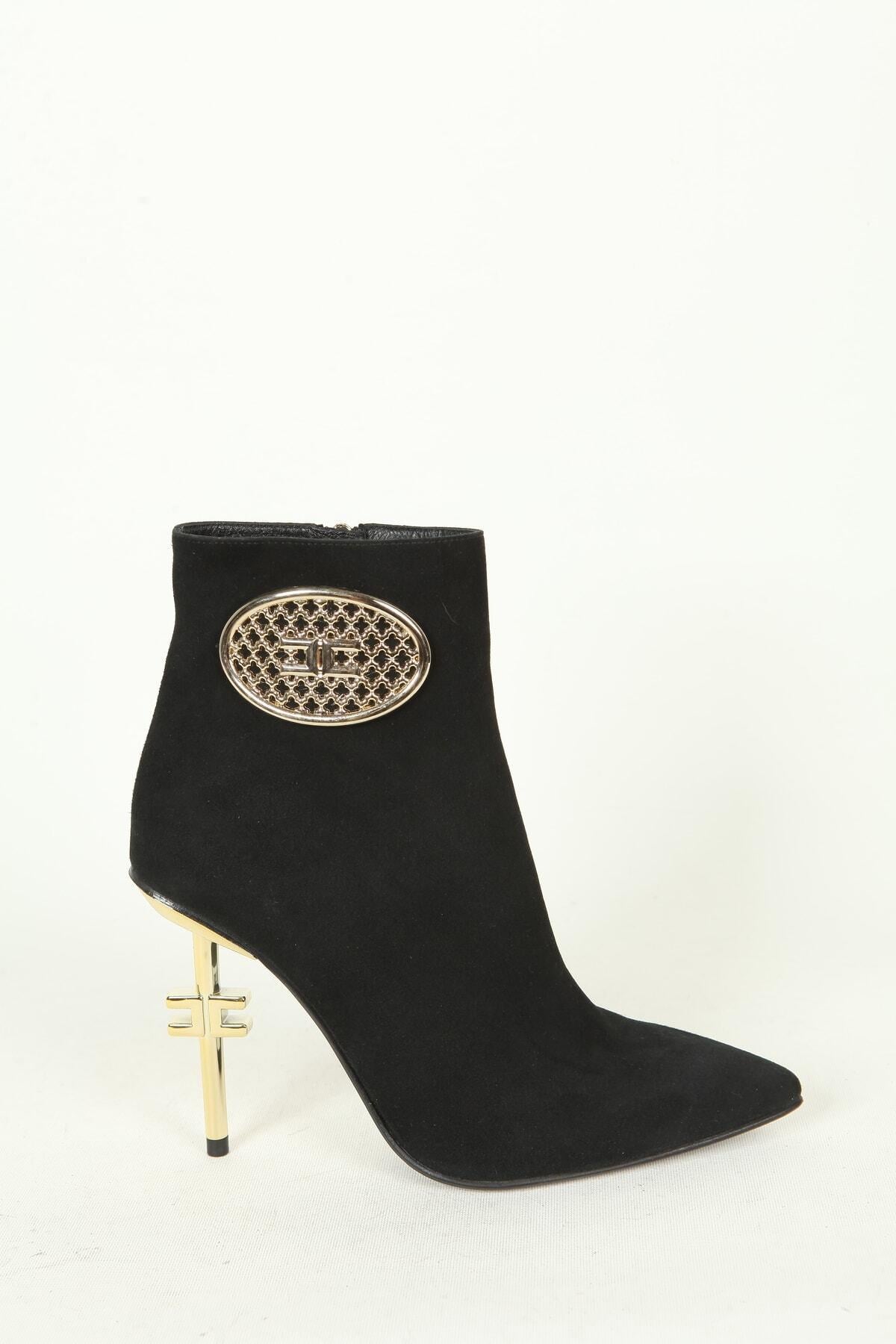 Kadın Deri Bot Siyah Süet