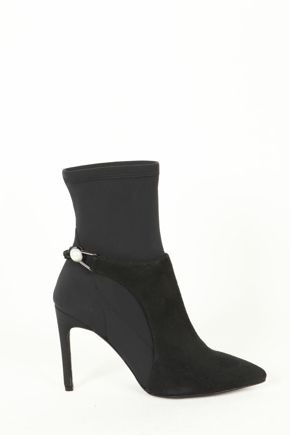 Kadın Deri Bot Siyah Süet