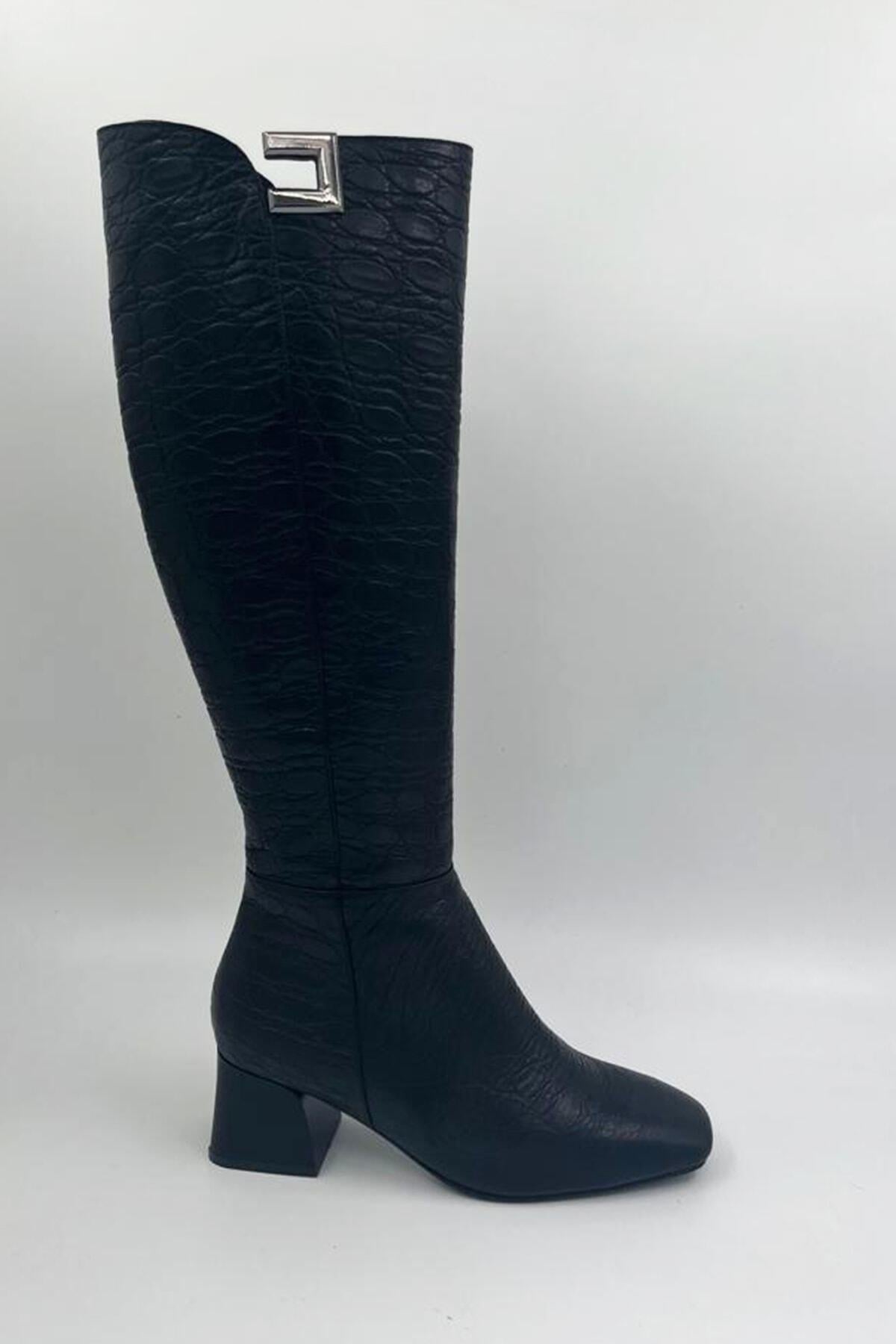 Kadın Deri Çizme Siyah