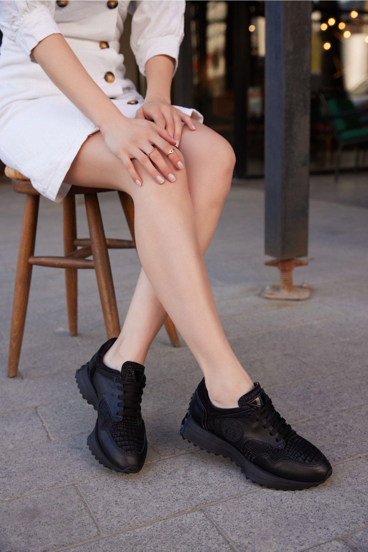 Kadın Deri Sneaker Siyah