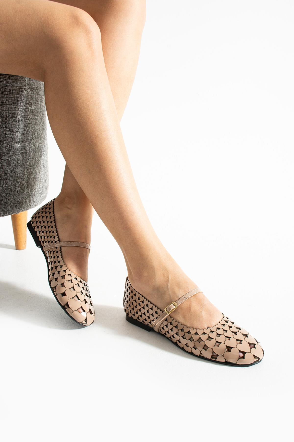 Kadın Hakiki Deri Babet Bej