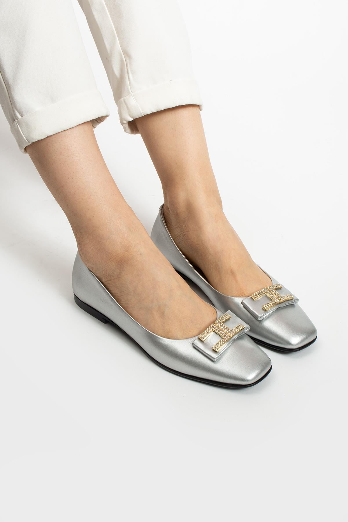 Kadın Hakiki Deri Babet Lame