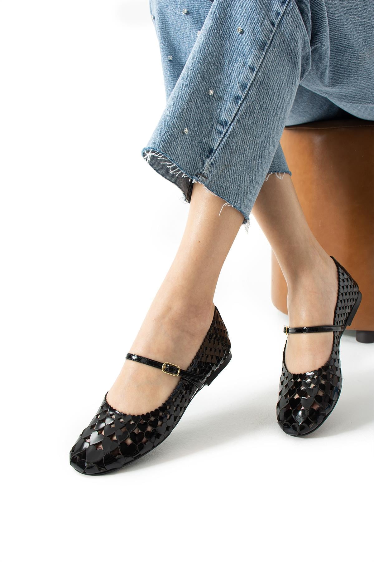 Kadın Hakiki Deri Babet Siyah