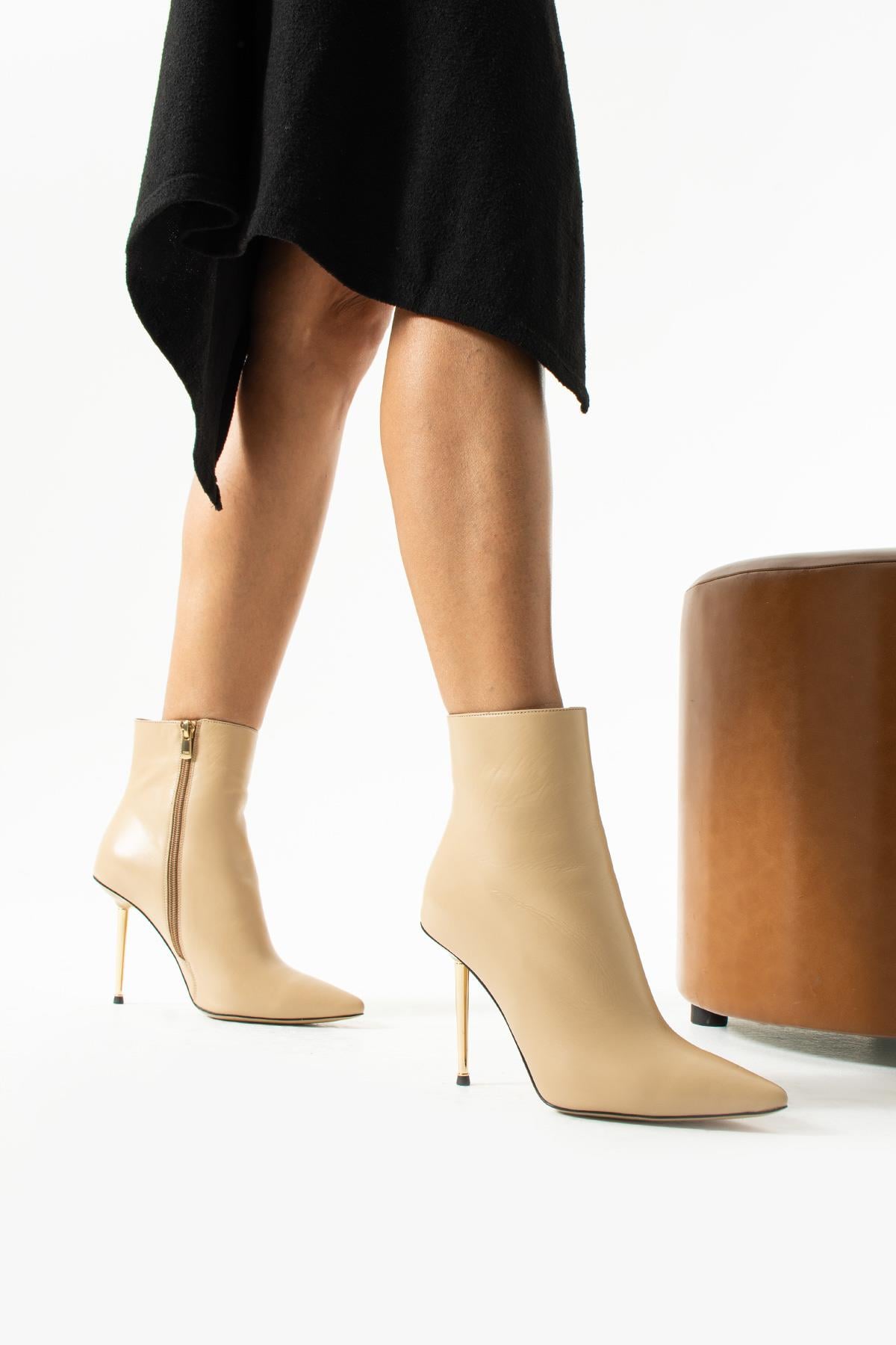 Kadın Hakiki Deri Bot Camel