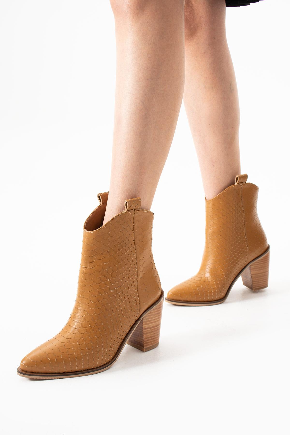 Kadın Hakiki Deri Bot Hardal