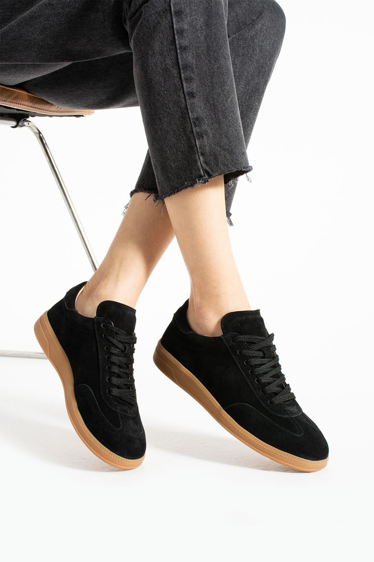 Kadın Hakiki Deri Sneaker Siyah