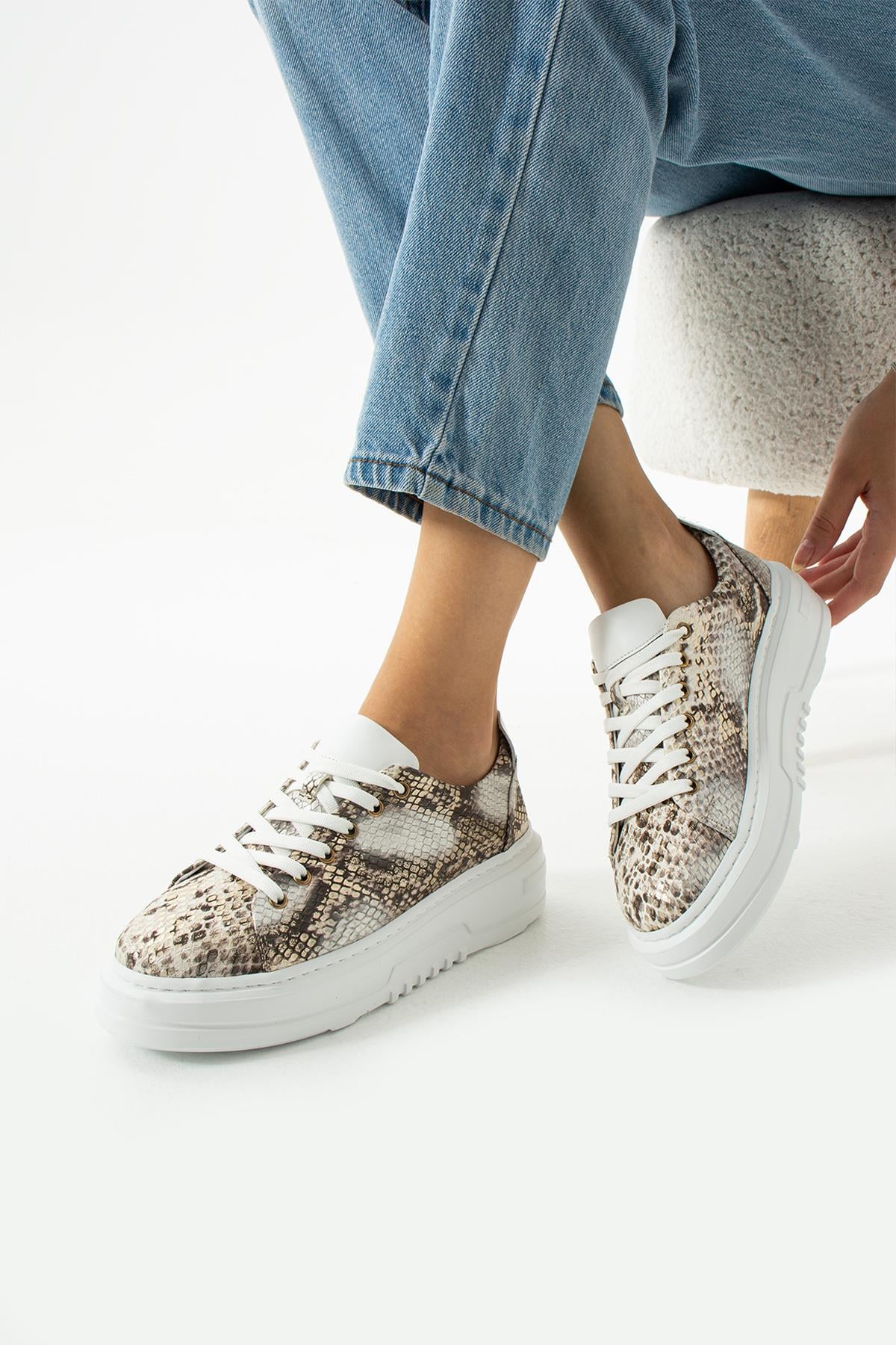Kadın Hakiki Deri Sneaker Yılan
