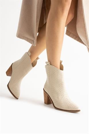 Kadın Hakiki Deri Bot Bej