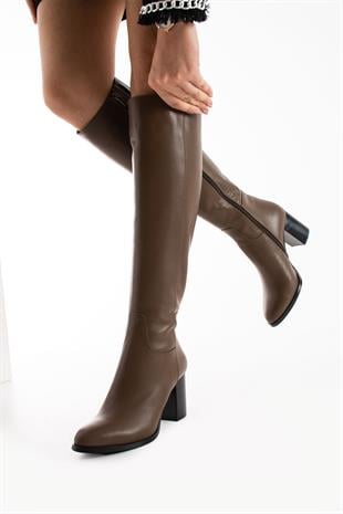 Kadın Hakiki Deri Çizme Kahve