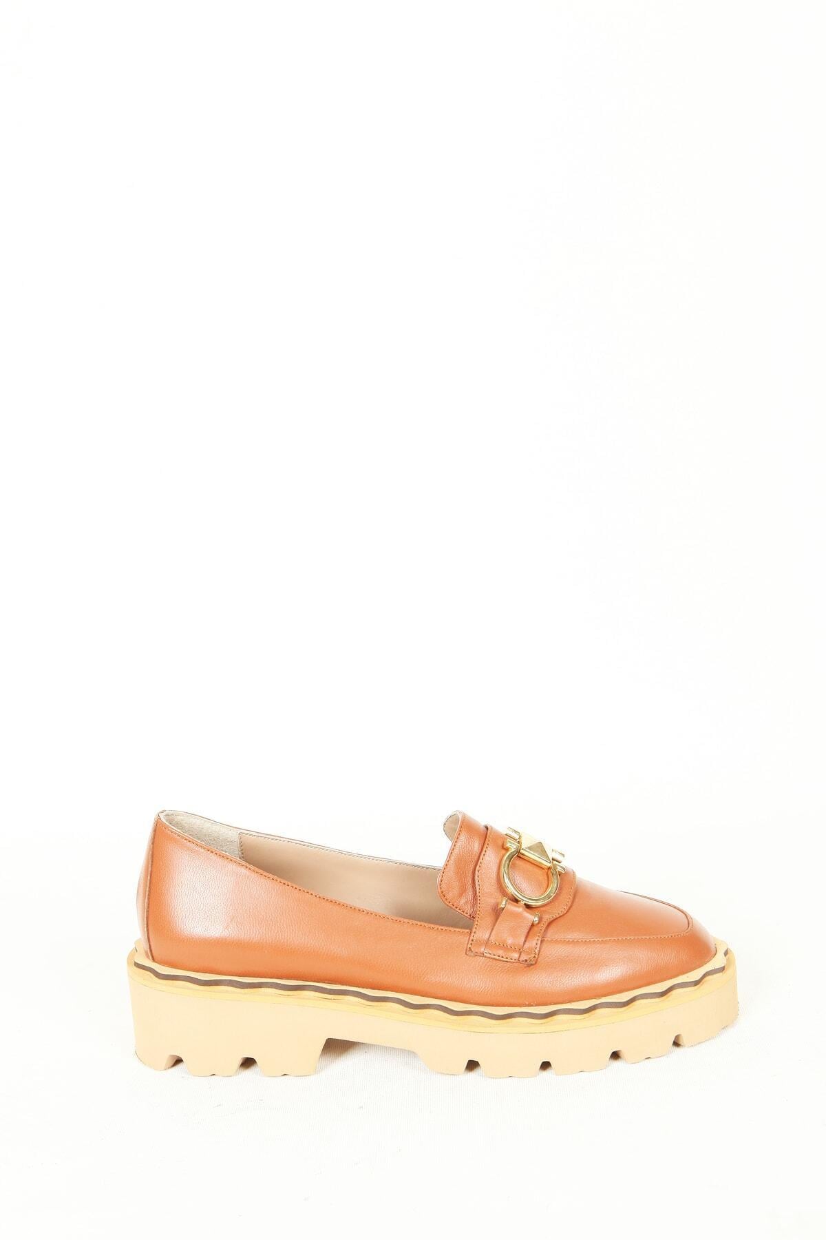 Kadın Deri Loafer Taba