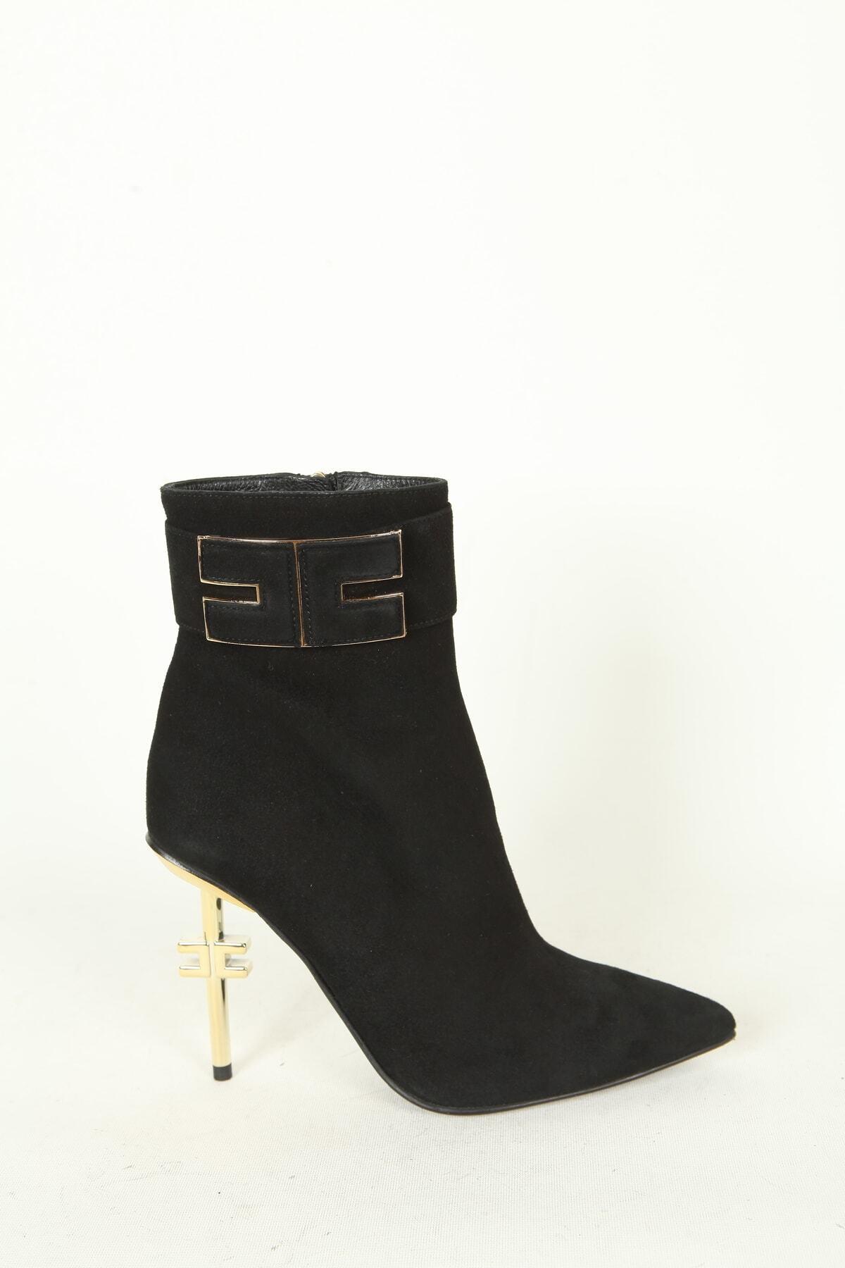 Kadın Deri Bot Siyah Süet