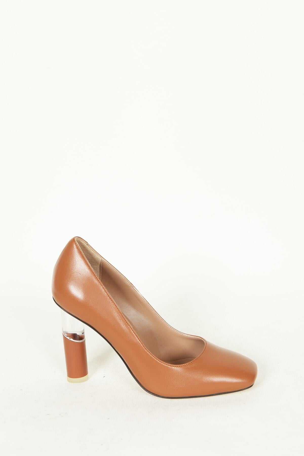 Kadın Deri Ayakkabı Topuklu Taba