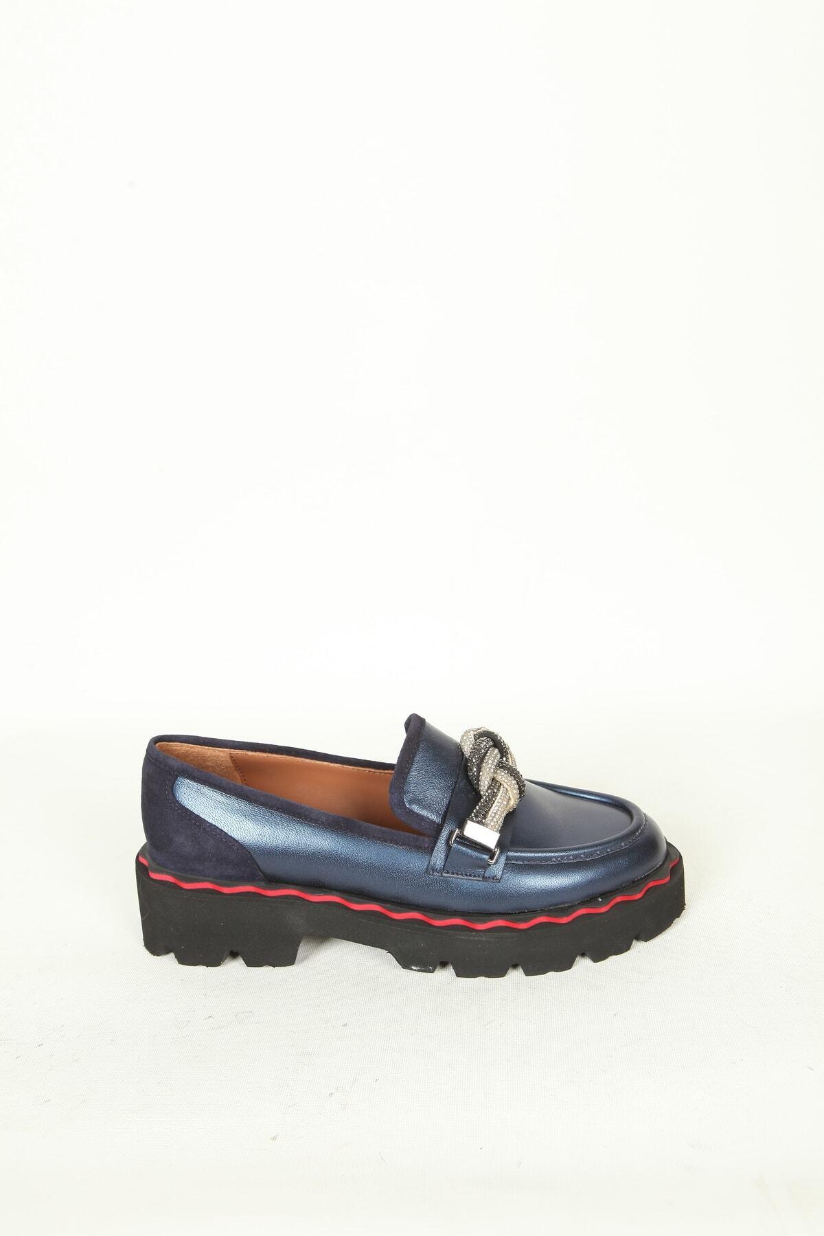 Kadın Deri Loafer Lacivert