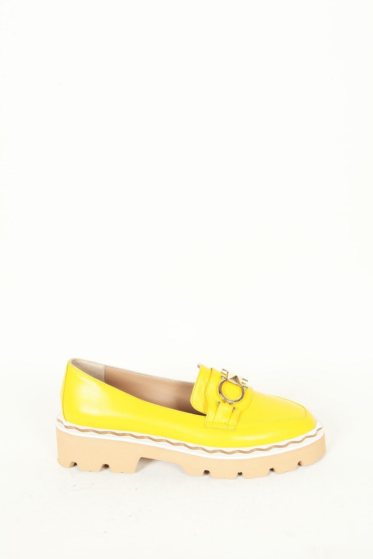 Kadın Deri Loafer Sarı