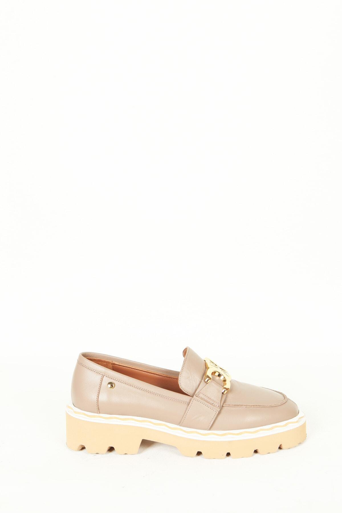 Kadın Deri Loafer Vizon