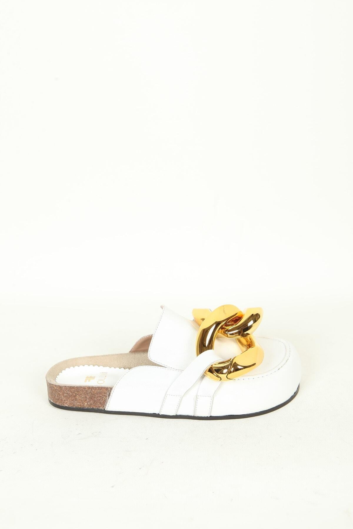 Kadın Deri Terlik Beyaz