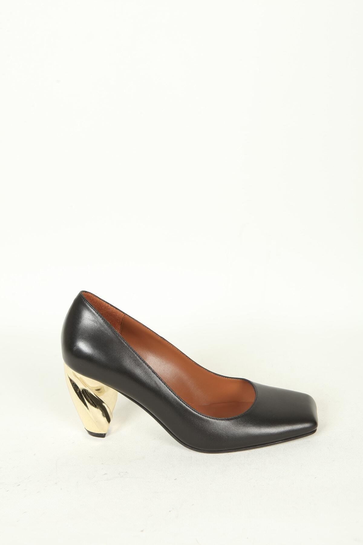Kadın Deri Ayakkabı Topuklu Siyah