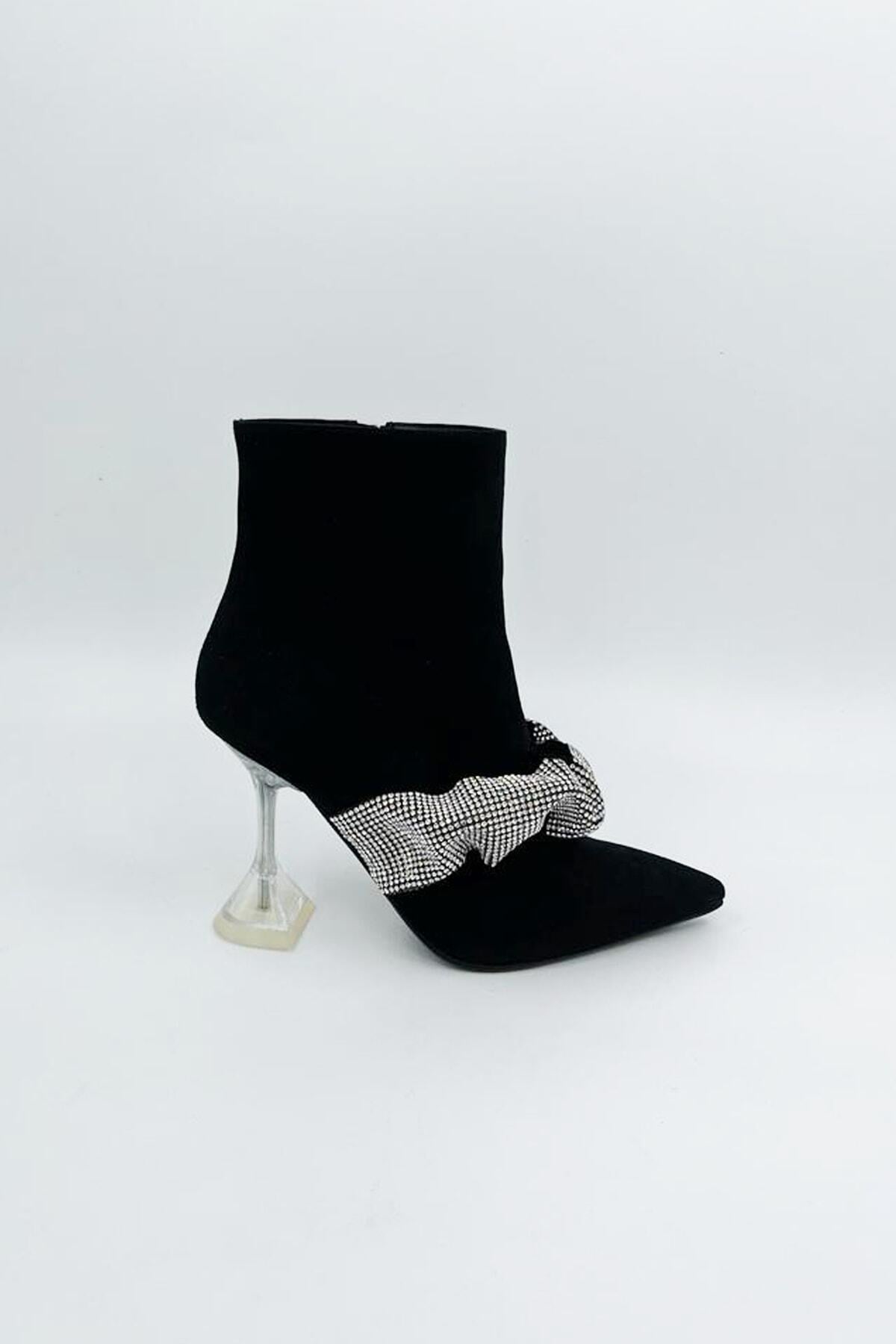 Kadın Deri Bot Siyah Süet