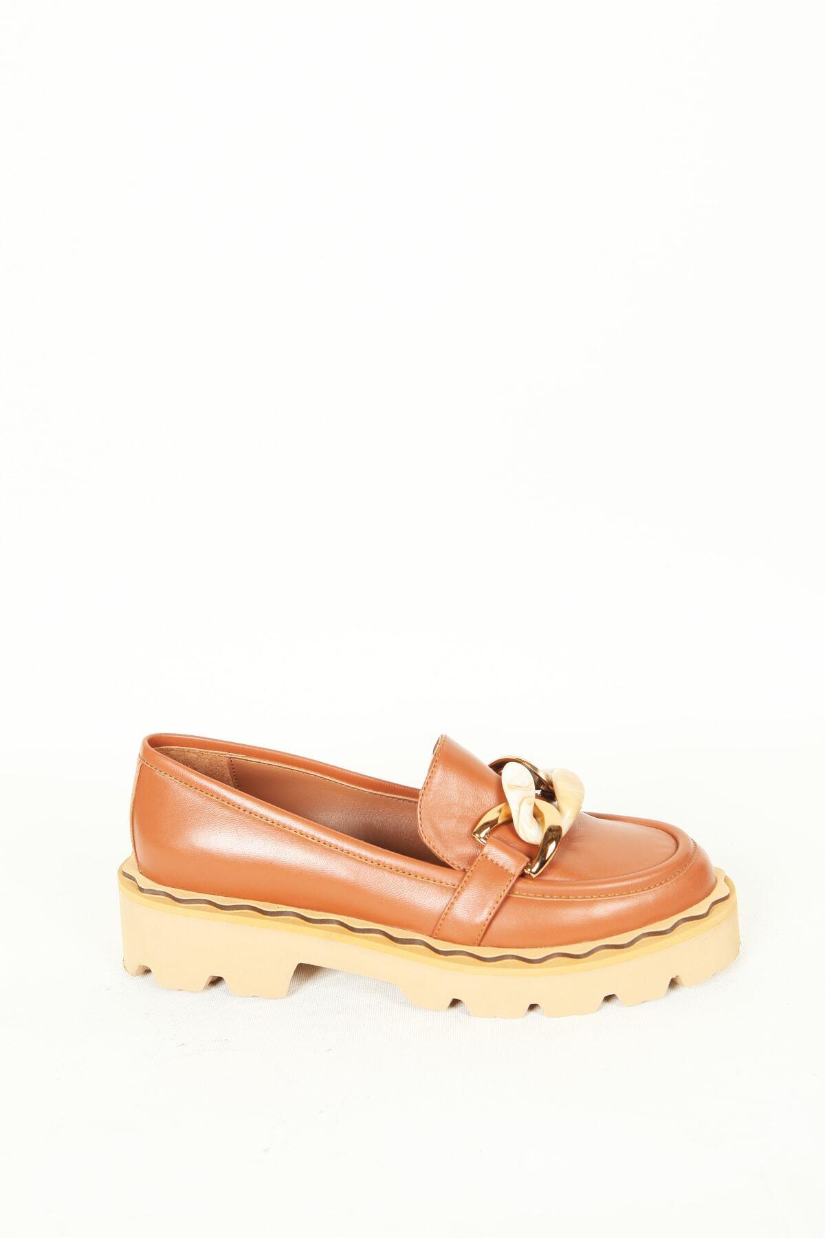 Kadın Deri Loafer Taba