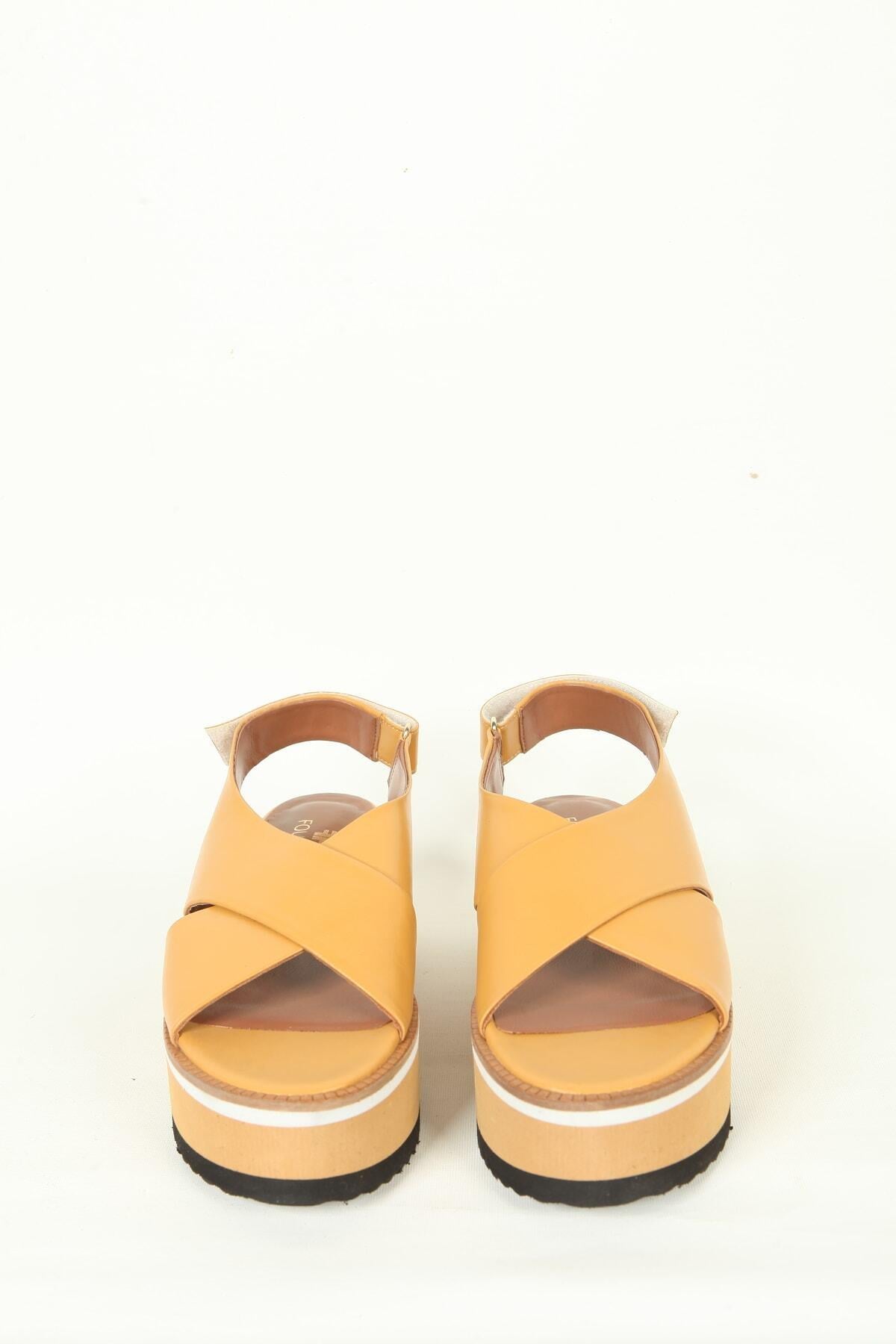 Kadın Deri Sarı Sandalet