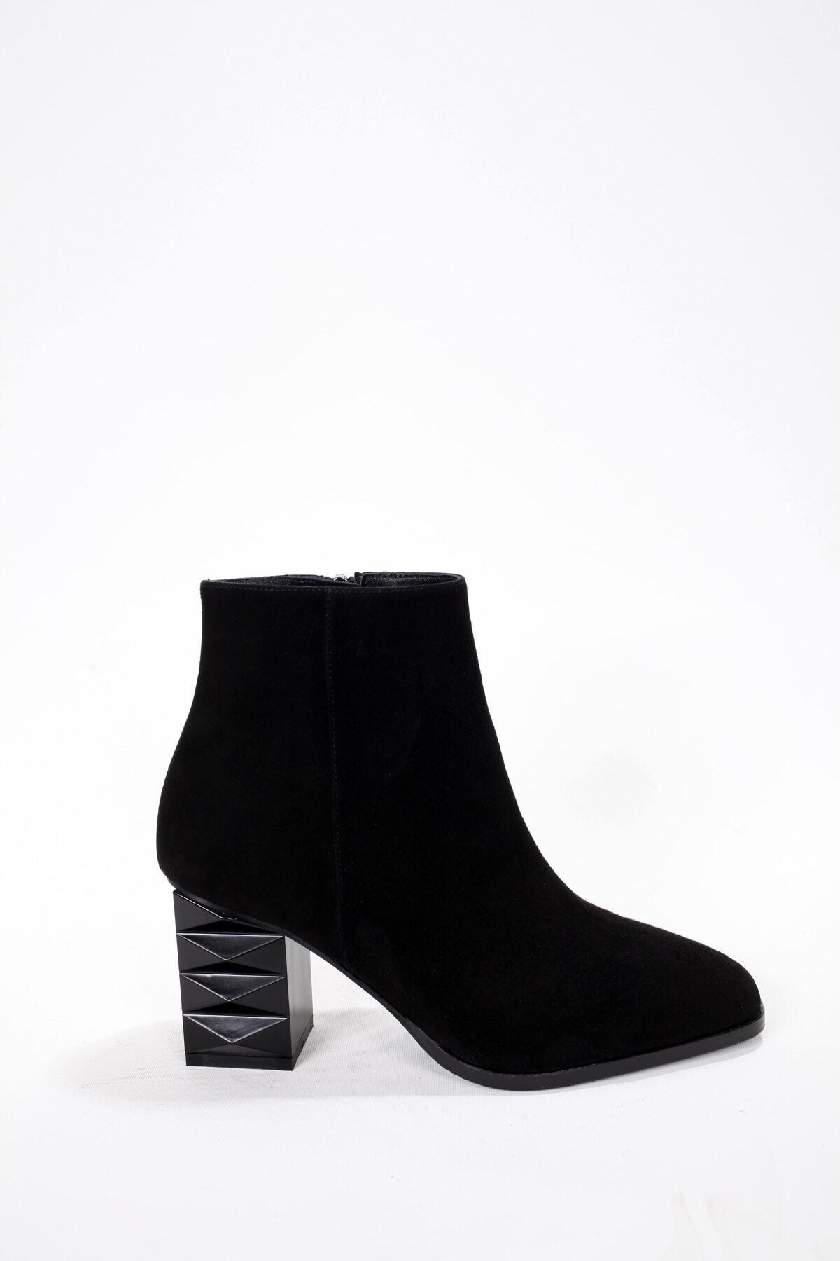 Kadın Deri Bot Siyah Süet