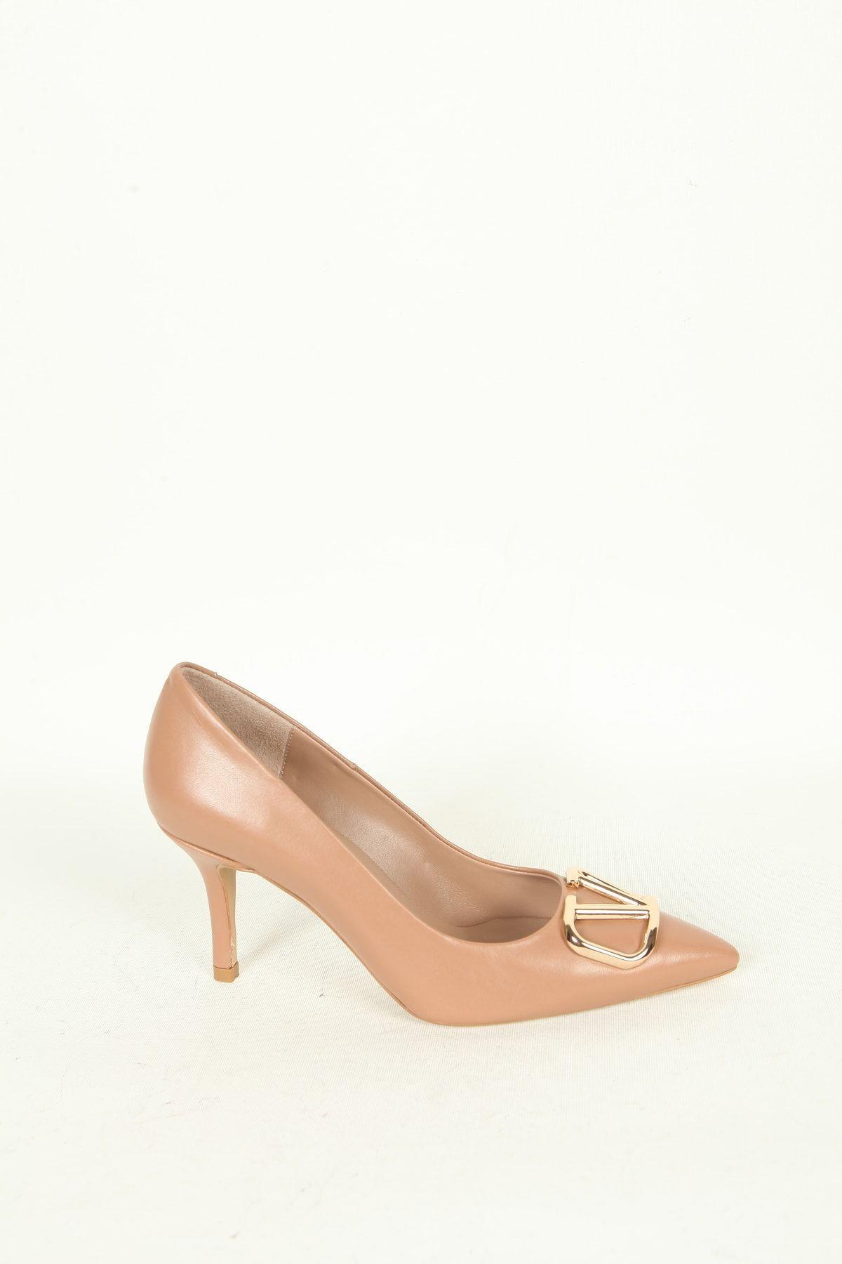 Kadın Deri Stiletto Taba