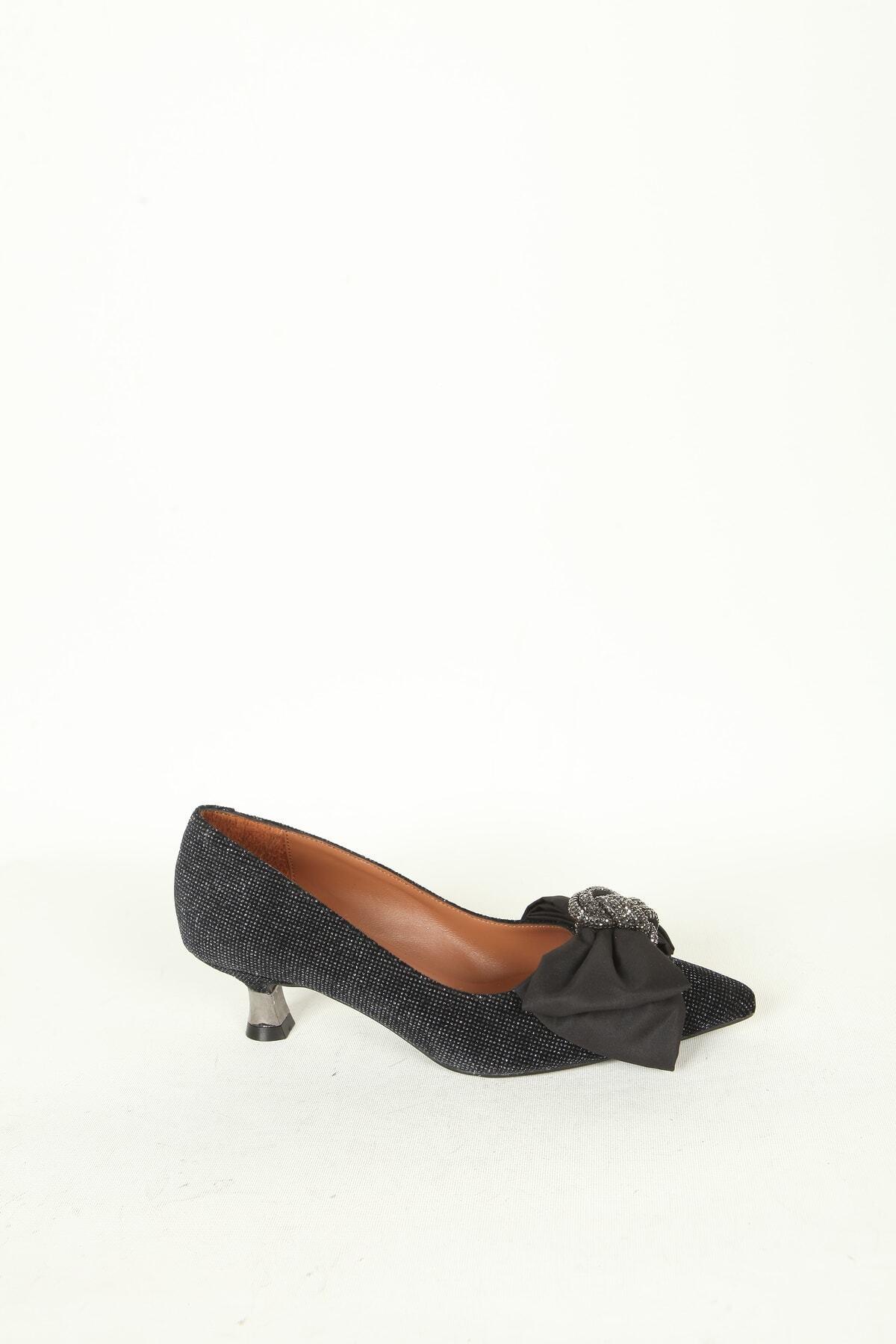 Kadın Deri Ayakkabı Topuklu Siyah