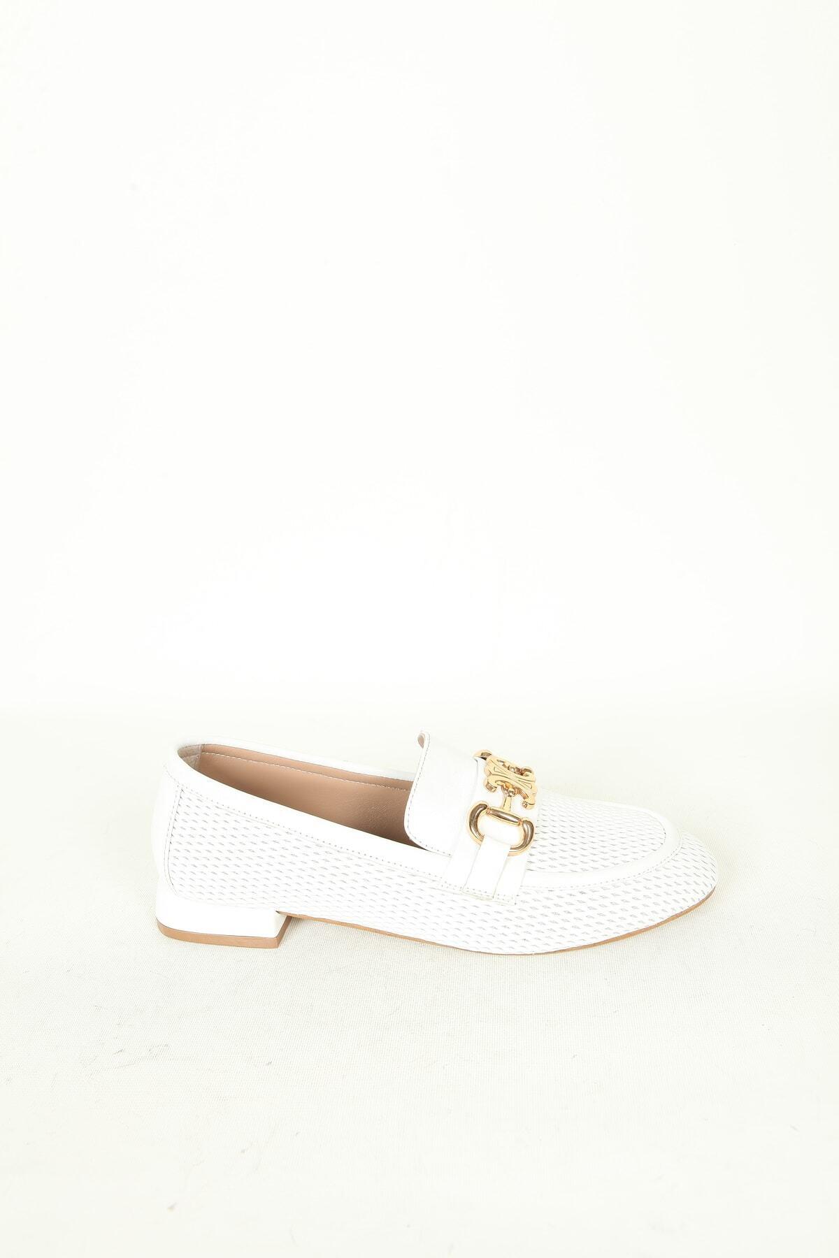 Kadın Deri Loafer Beyaz