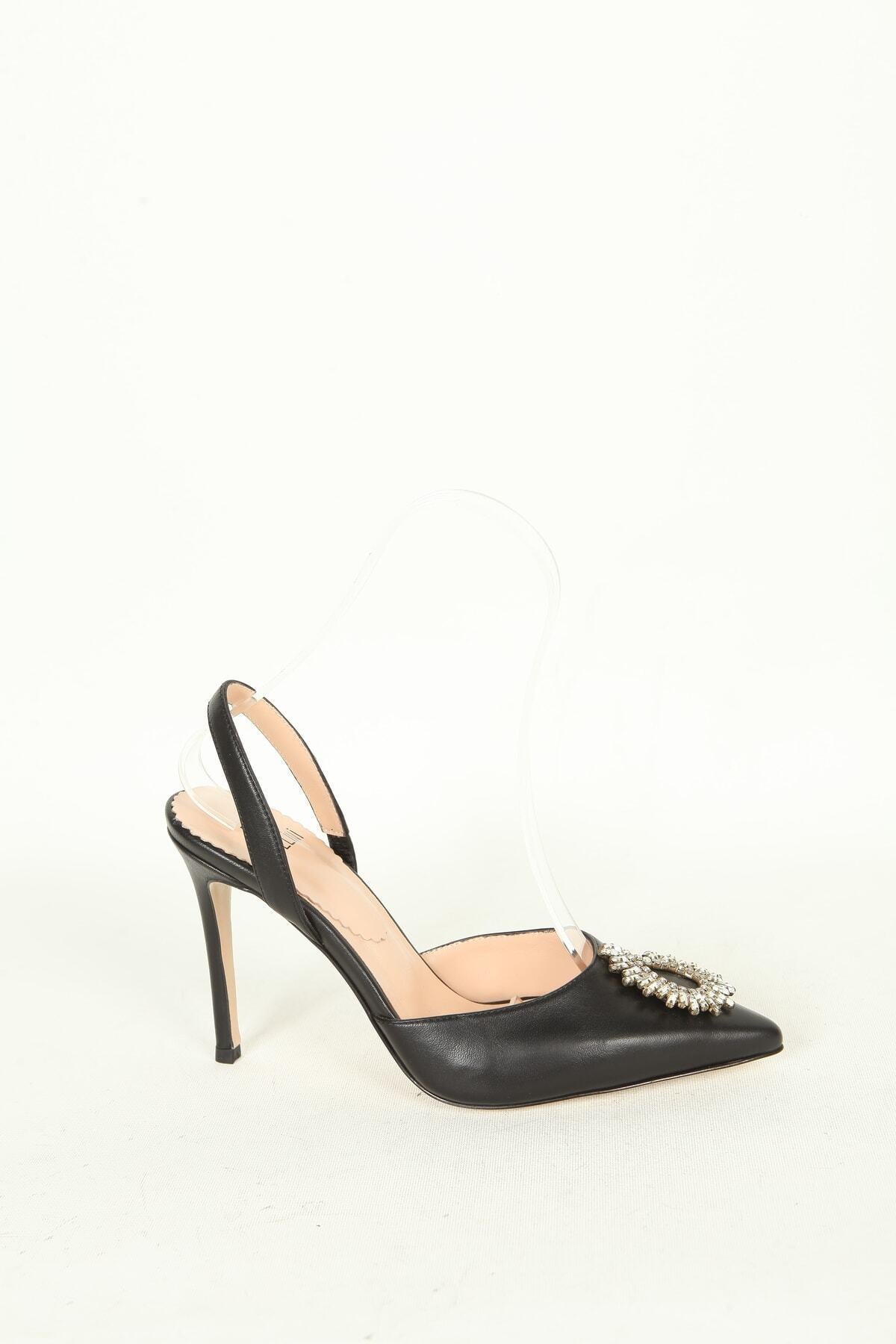 Kadın Deri Ayakkabı Topuklu Siyah