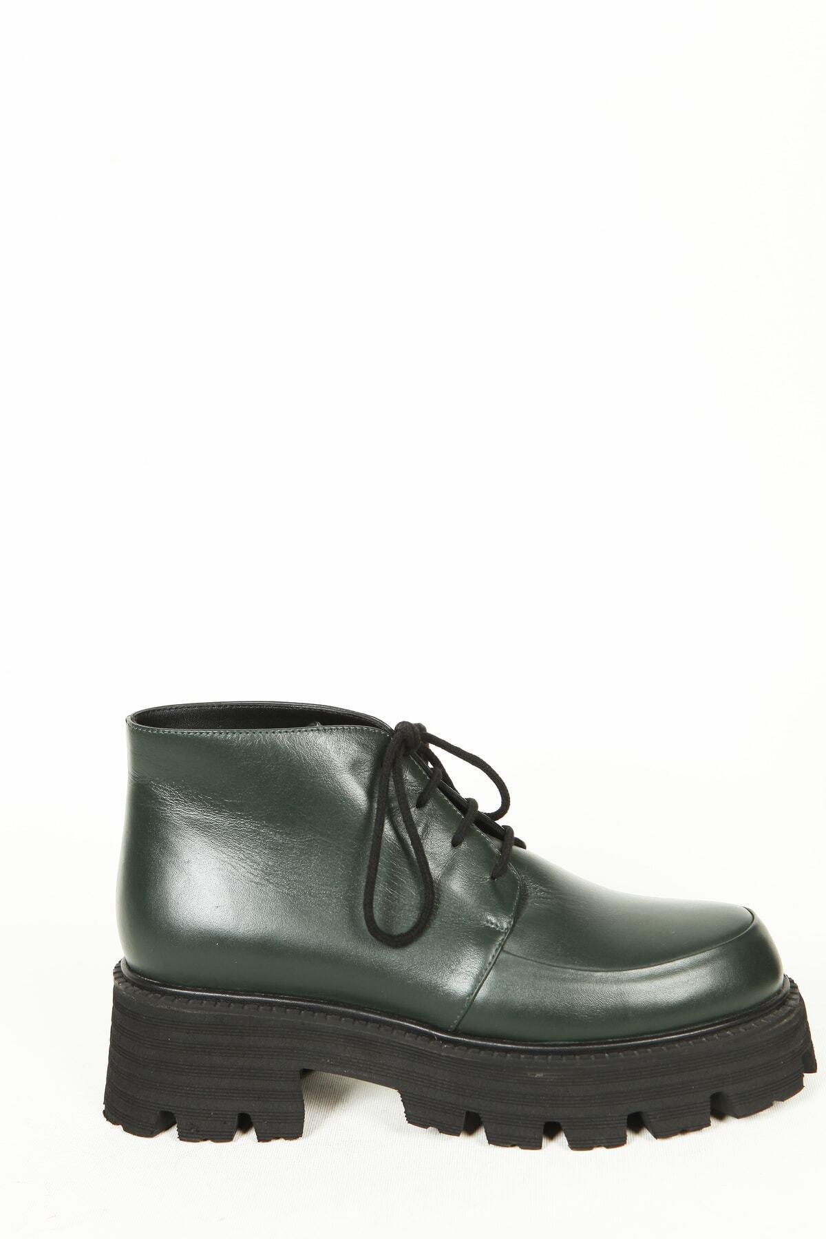 Kadın Deri Bot Yeşil