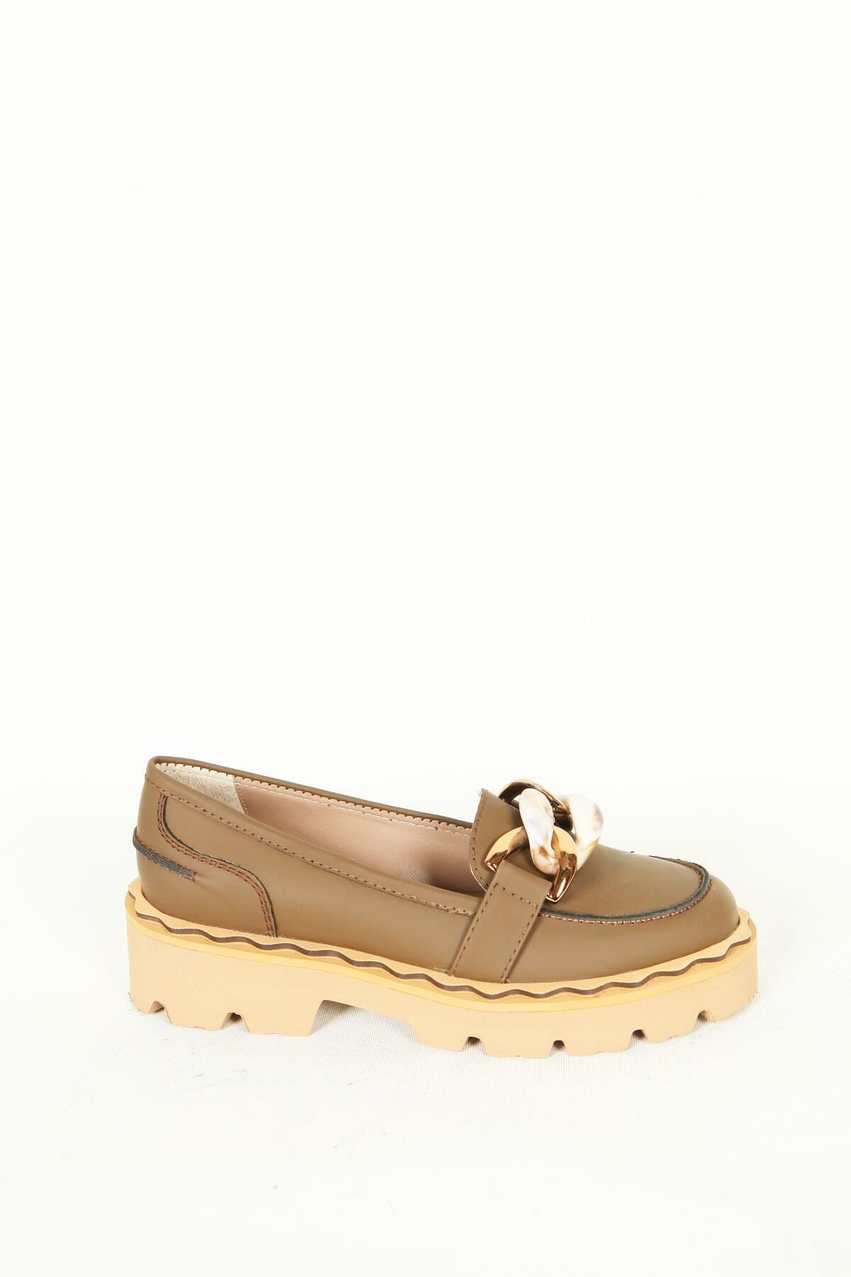 Kadın Deri Loafer Kahverengi