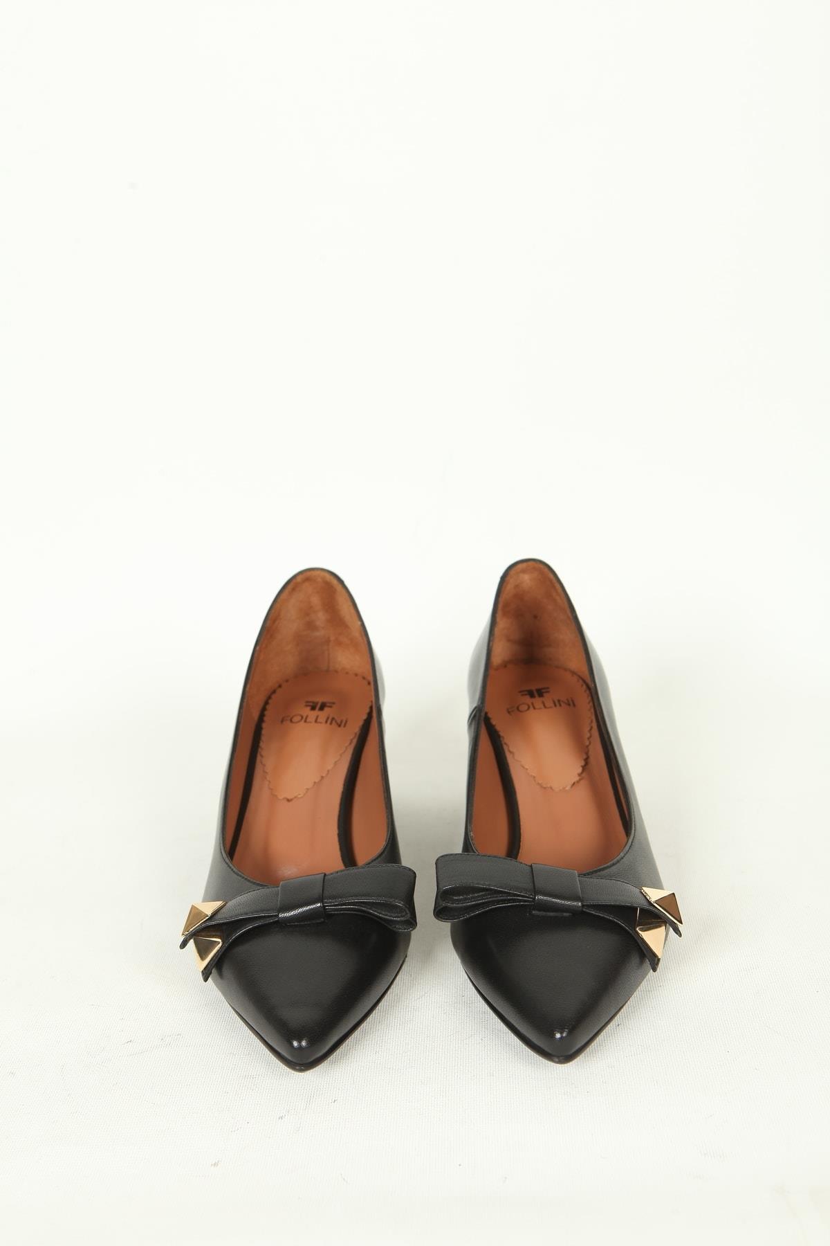 Kadın Deri Ayakkabı Topuklu Siyah