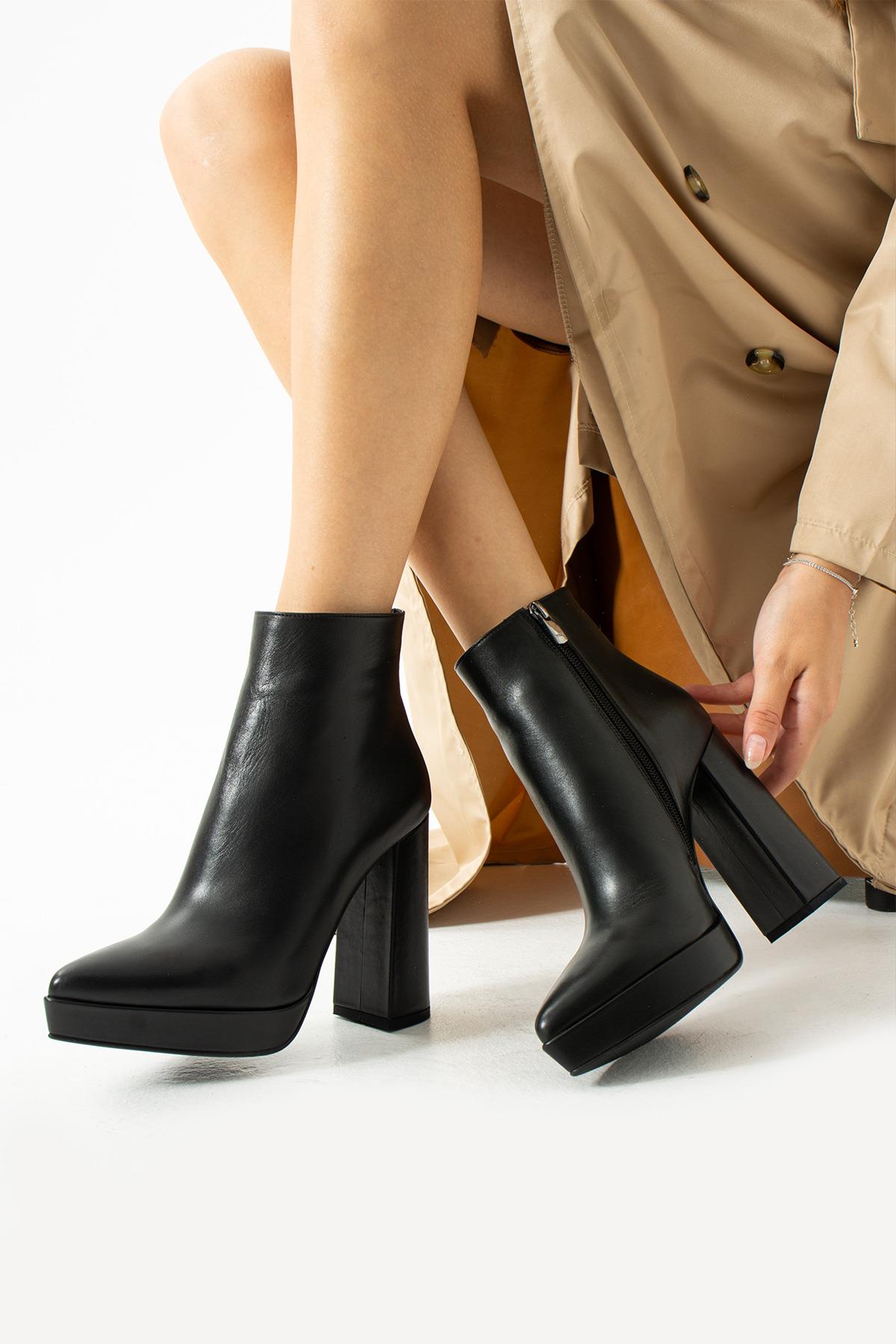 Kadın Bej Hakiki Deri Platform Bot