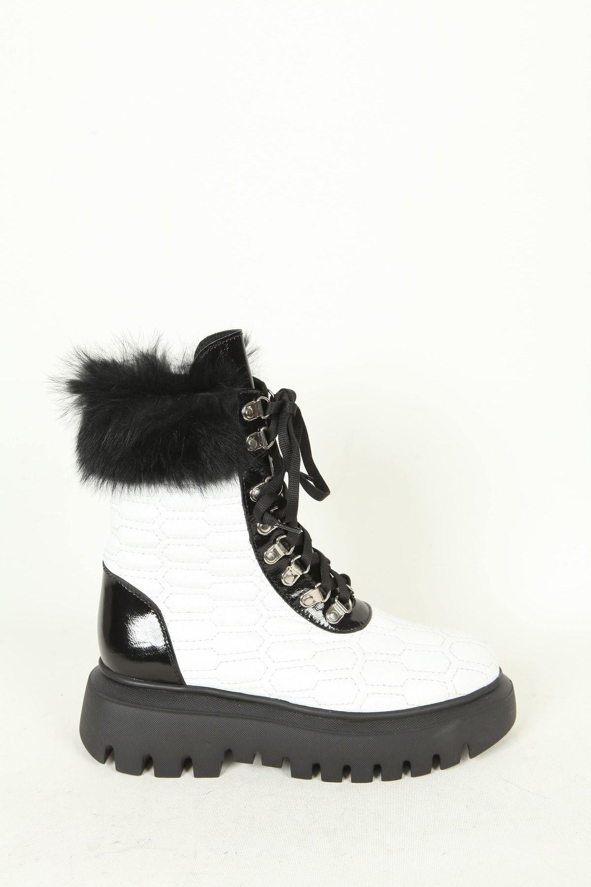 Kadın Deri Bot Beyaz