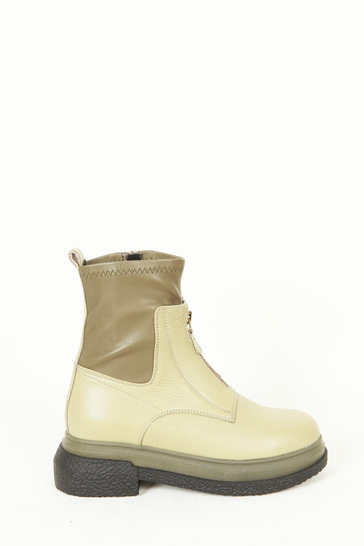 Kadın Deri Bot Krem