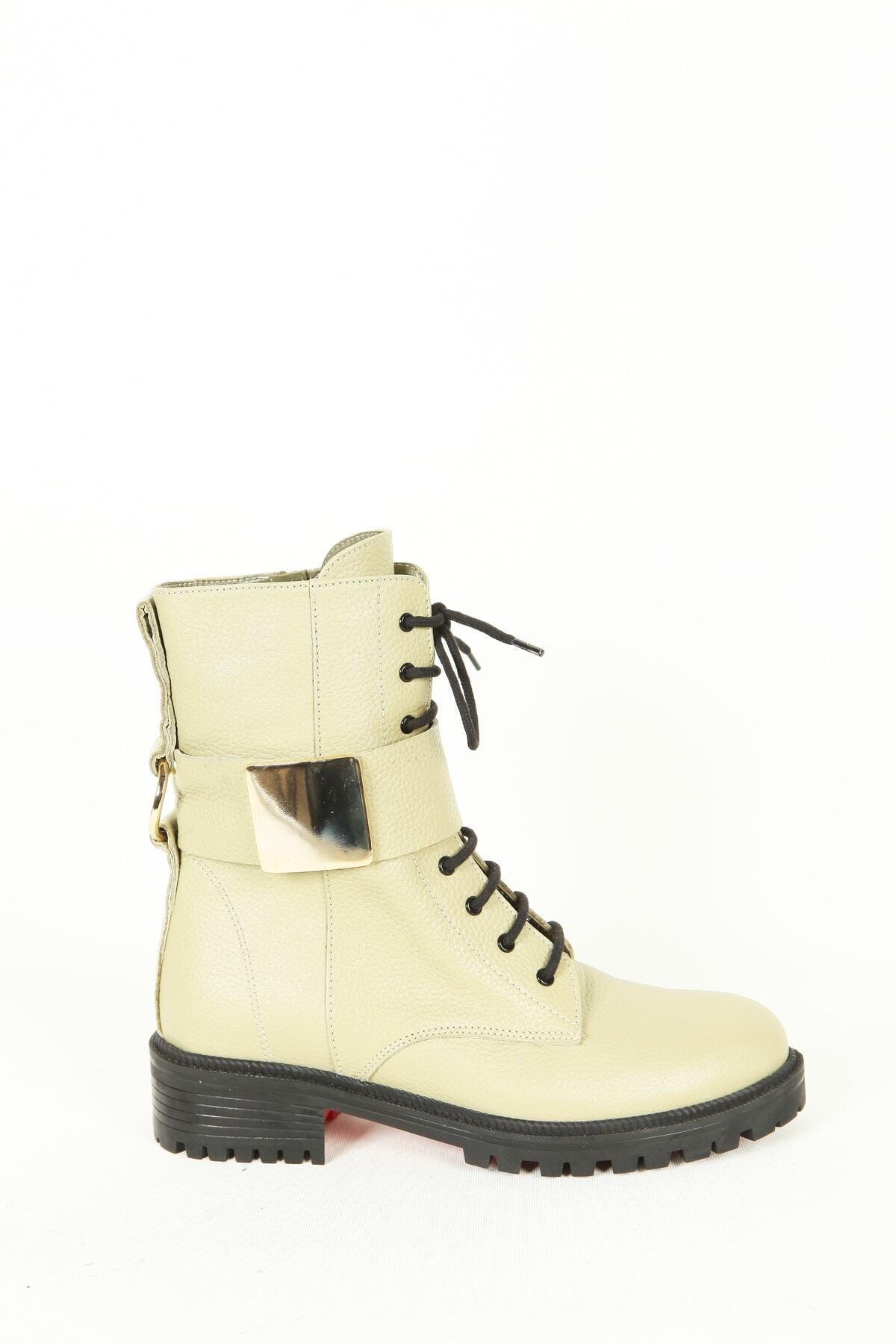 Kadın Deri Bot Krem