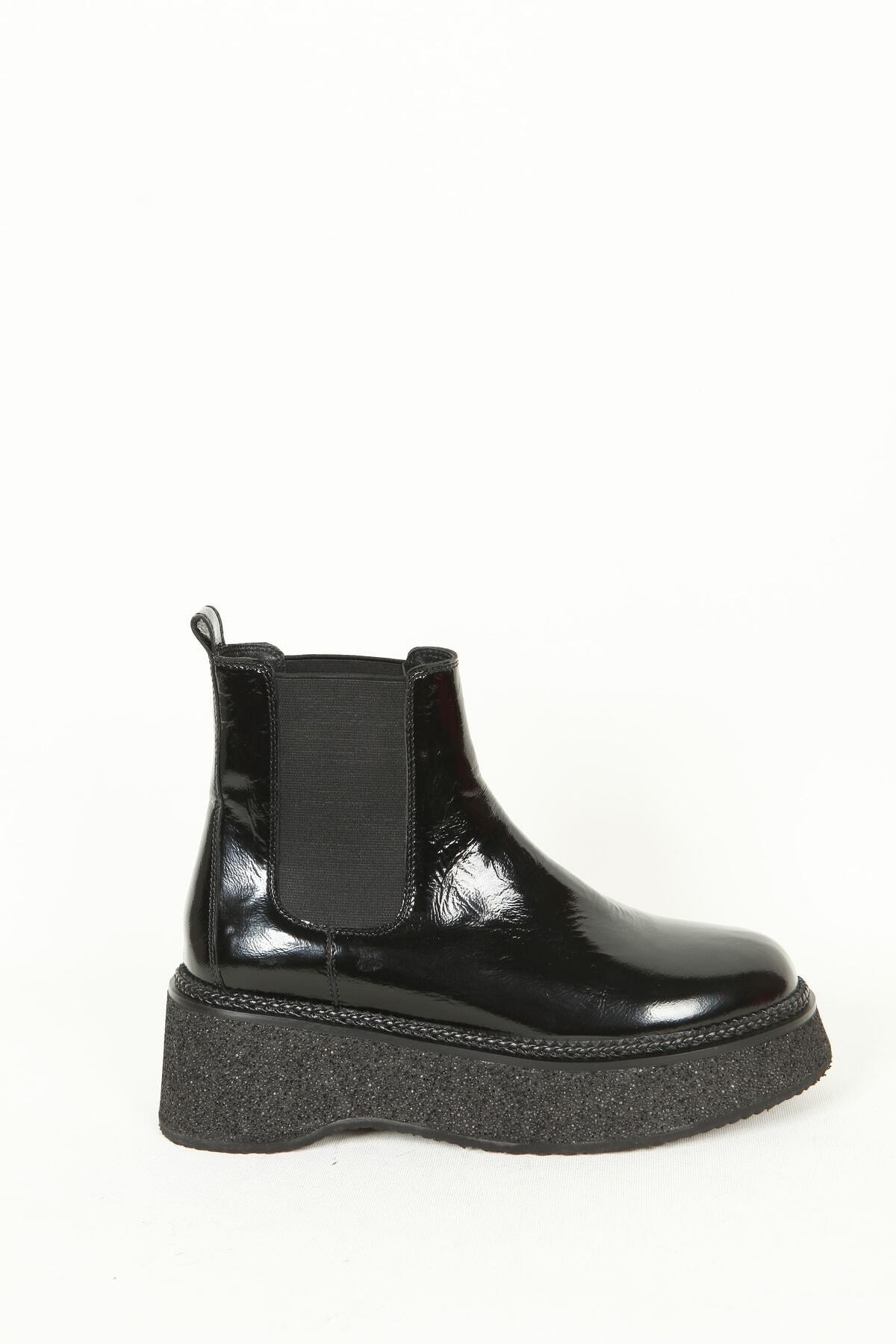 Kadın Deri Bot Siyah Rugan