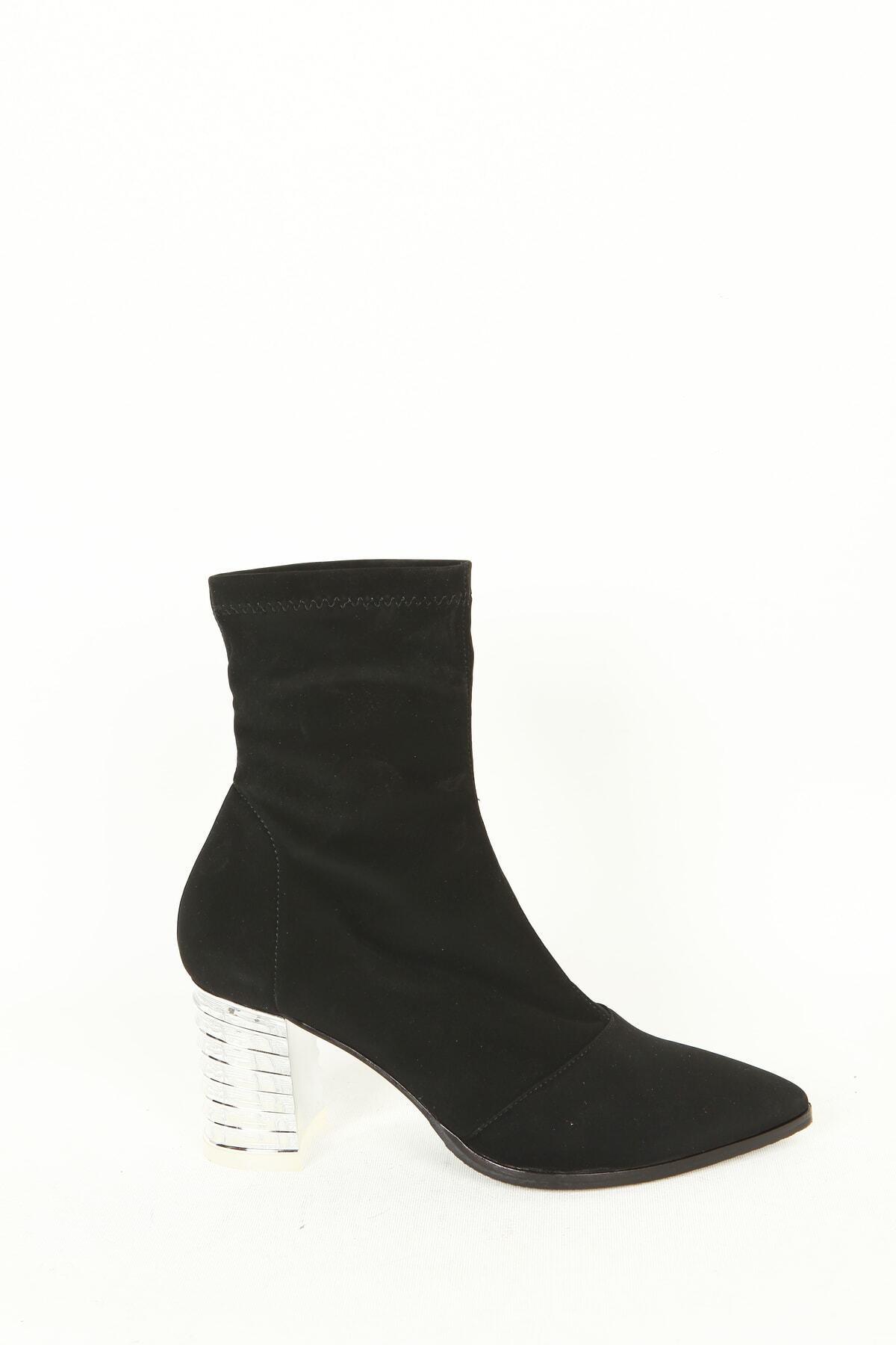 Kadın Deri Bot Siyah Streç